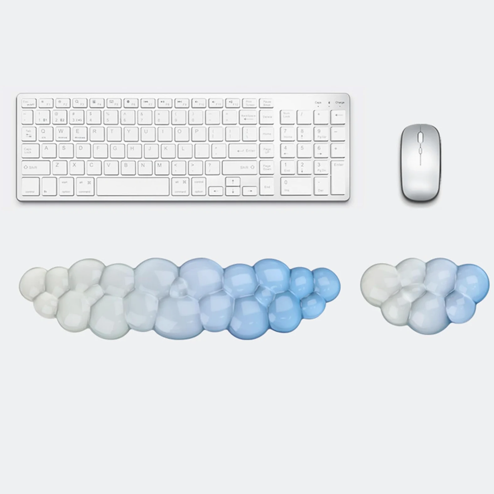 Set poggiapolsi in Gel rinfrescante per e Tastiera, Assorbente del Sudore, a Forma Nuvola, Tappetino da scrivania per Computer, Accessori, Tappetino per ergonomico con Tastiera