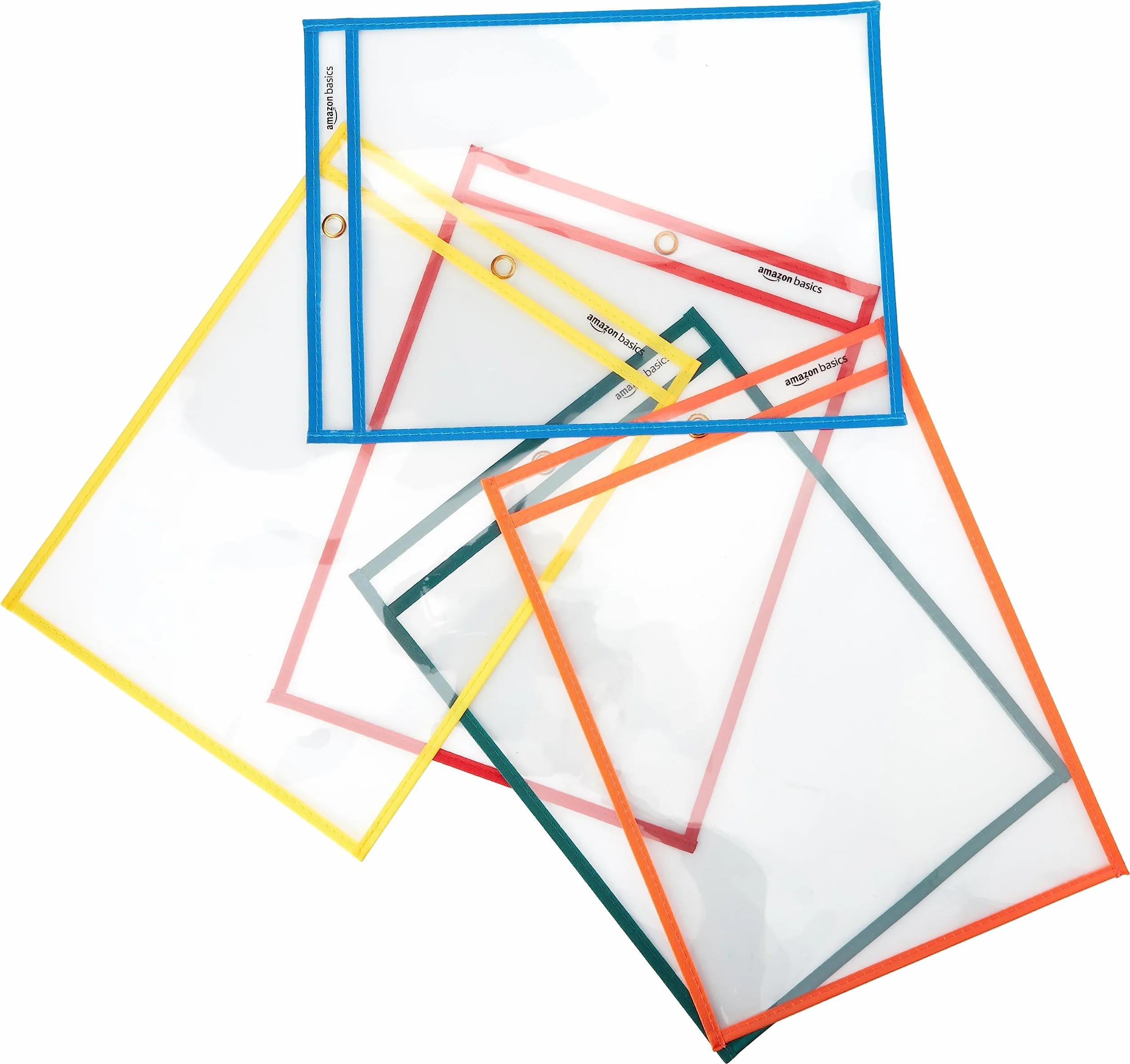 Amazon Basics Buste trasparenti con superficie cancellabile, uso intensivo, misure 21,6 x 28 cm, conf. da 25, Multicolore