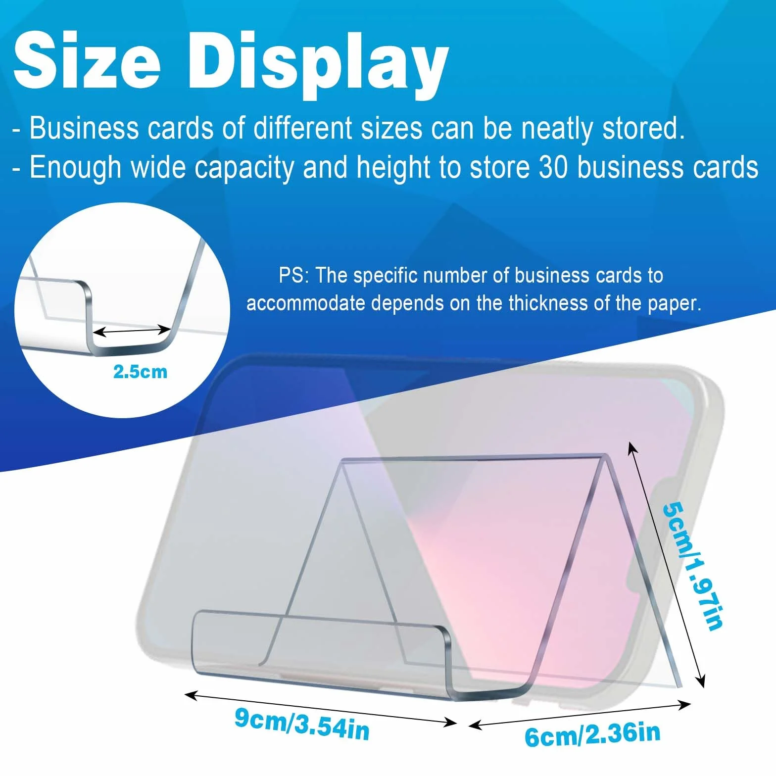 Porta Biglietti da Visita Trasparente Acrilico 9x6x4,5cm 6 Pezzi UMILKI