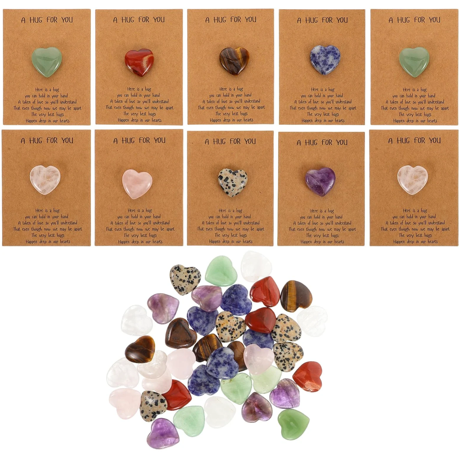 40 Set Biglietti di Auguri a Forma di Cuore con Pietre Naturali per Festa degli Innamorati e Compleanni, Design Fresco ed Elegante, per Decorazioni e Progetti DIY
