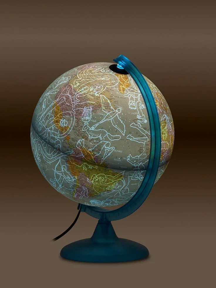 Tecnodidattica Night&Day Mappamondo 25 cm doppia cartografia Politica Costellazioni celesti italiano