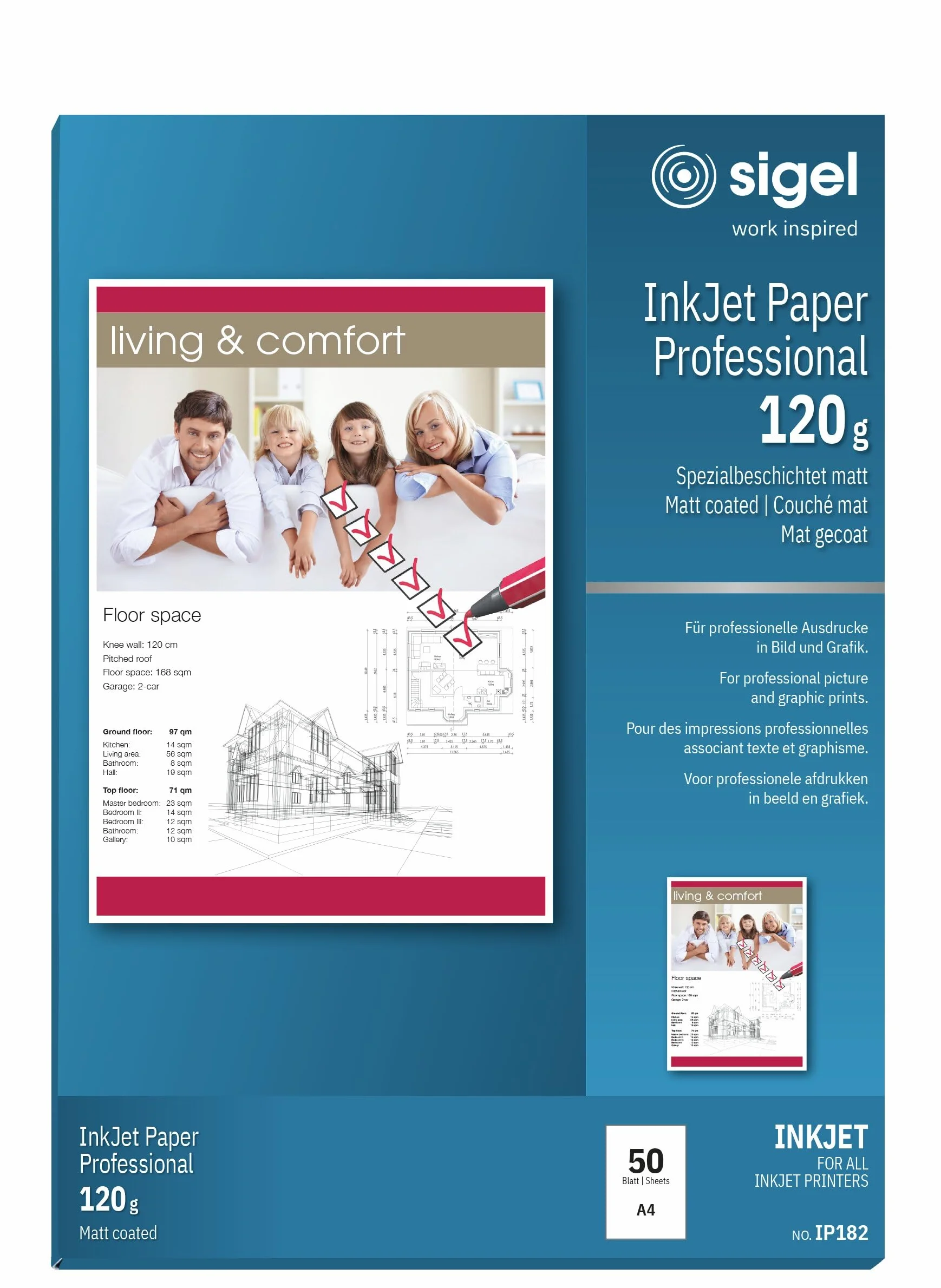 SIGEL IP182 Carta InkJet patinata opaca A4 120 g 50 fg