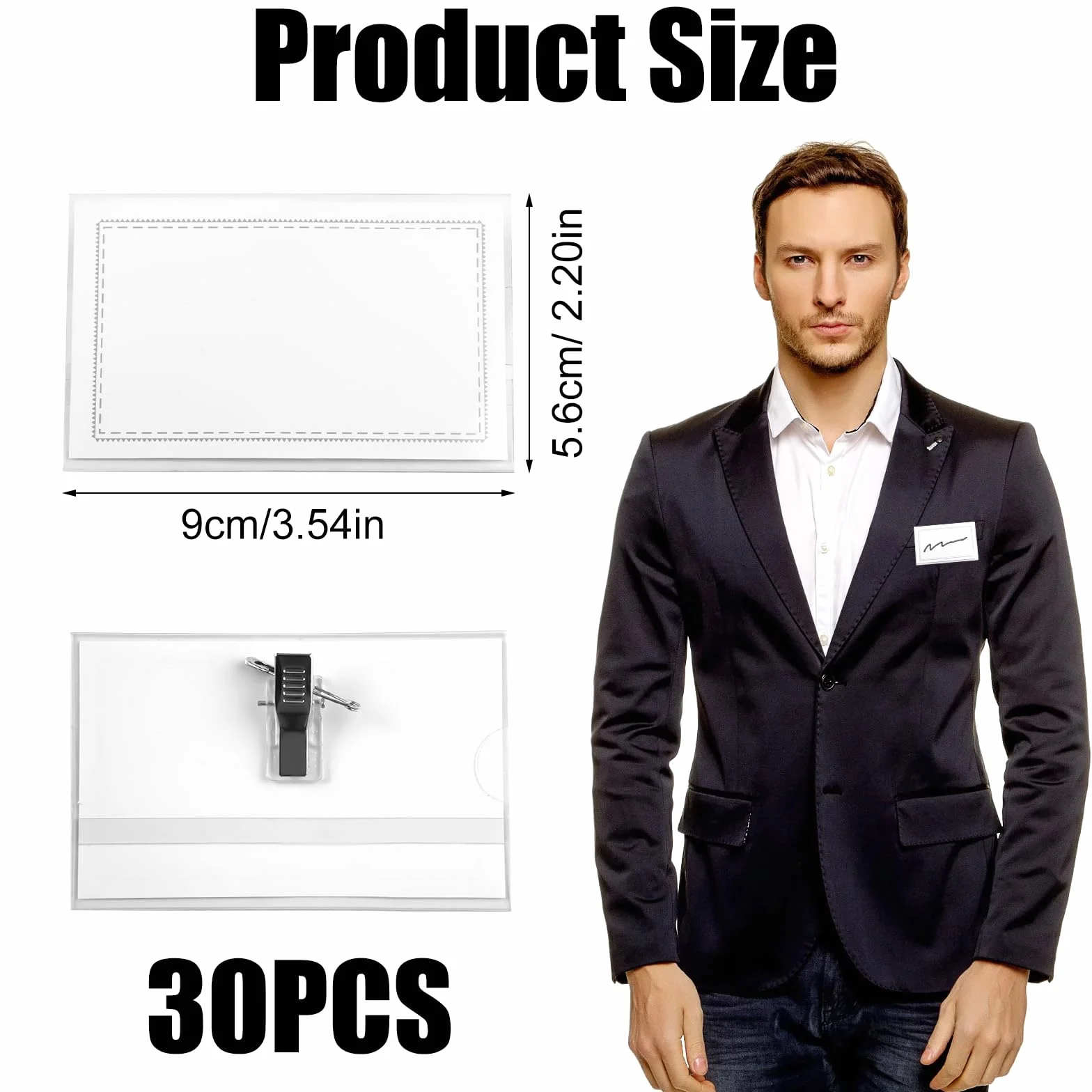 Porta Badge Trasparente con Clip 30 Pezzi 90x56mm PVC Orizzontale