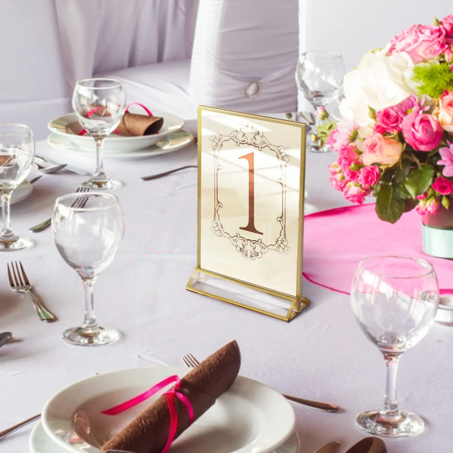 efuturetime 6PCS Porta Menu da Tavolo A5 in Acrilico, Espositore Plexiglass Verticale, Cornici Doppia Faccia per Menu, Foto, Matrimonio, Pubblicità, Ricevimento