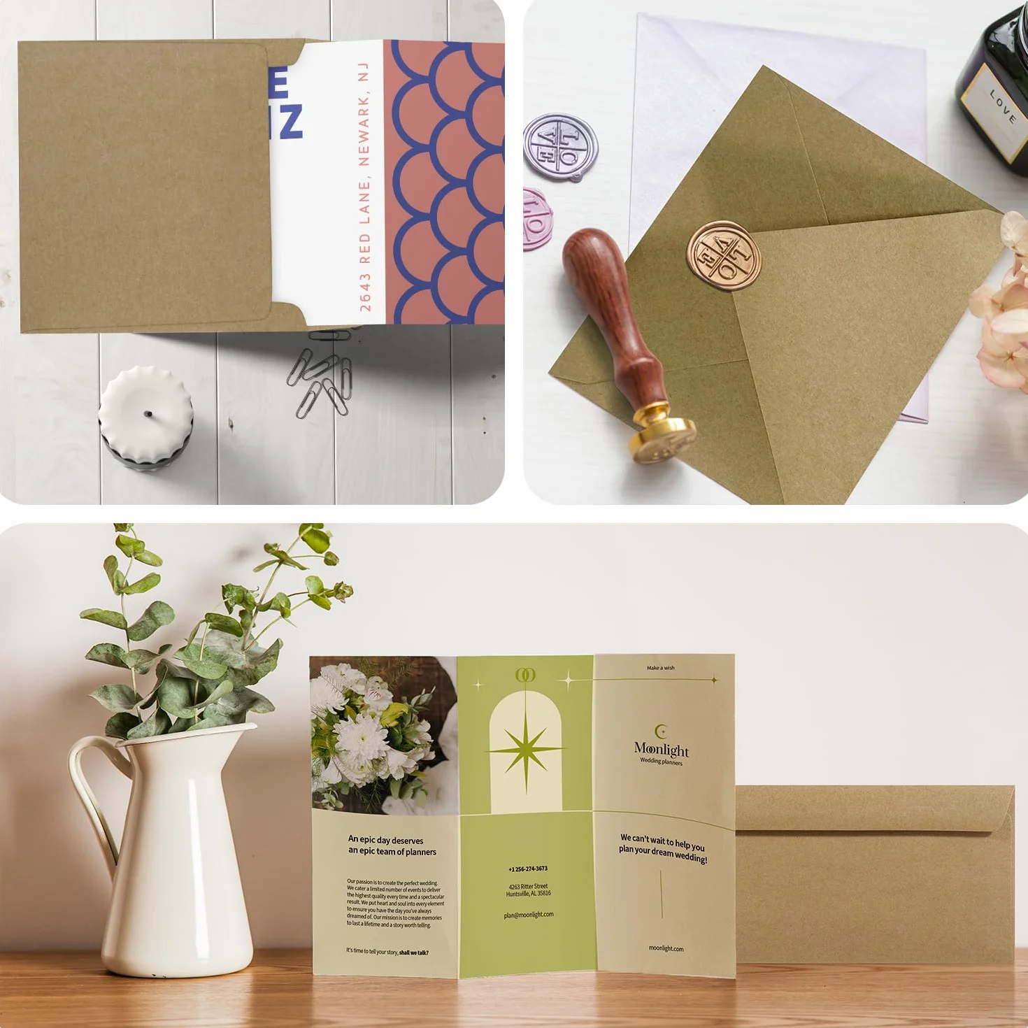Aster Kraft buste quadrate carta kraft marrone 15,5 x 15,5 cm 100g Netuno 50