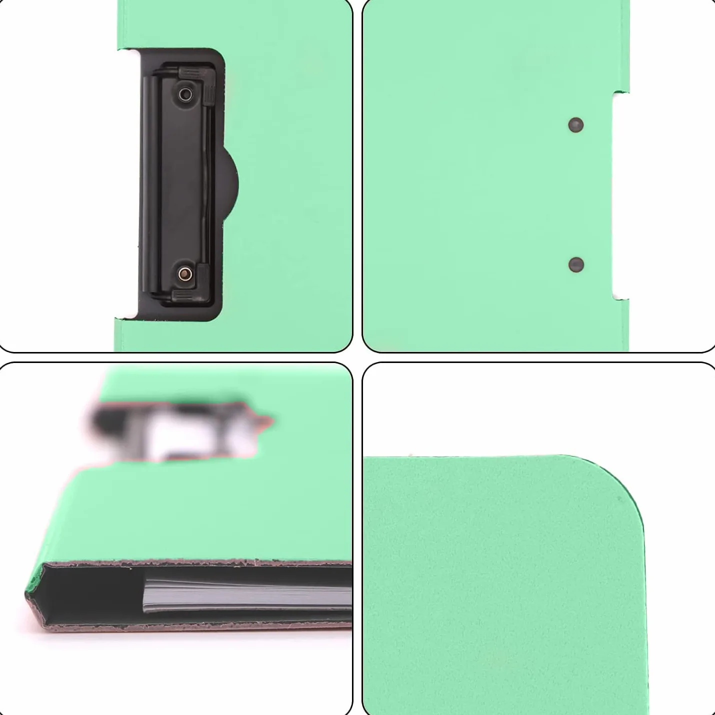 Ronteno Blocco per appunti A4 a 360°, impermeabile, pieghevole, con clip con copertina rigida, organizer per ufficio, 4 foto, verde, blu, rosa, grigio