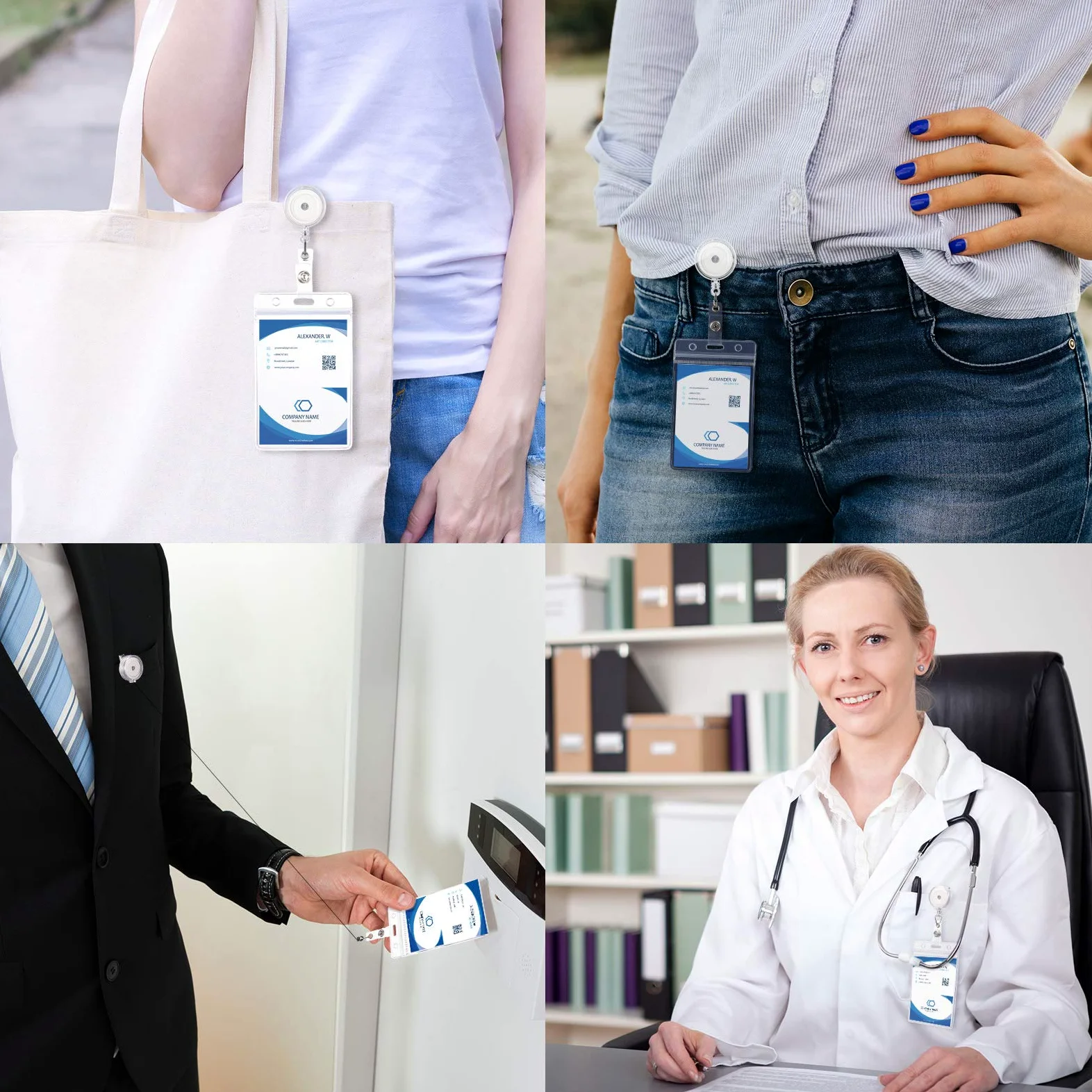 50 pezzi retrattile porta badge bobine con clip a coccodrillo girevole, porta carte di identità e badge per studenti, insegnanti e lavoratori (trasparente traslucido)