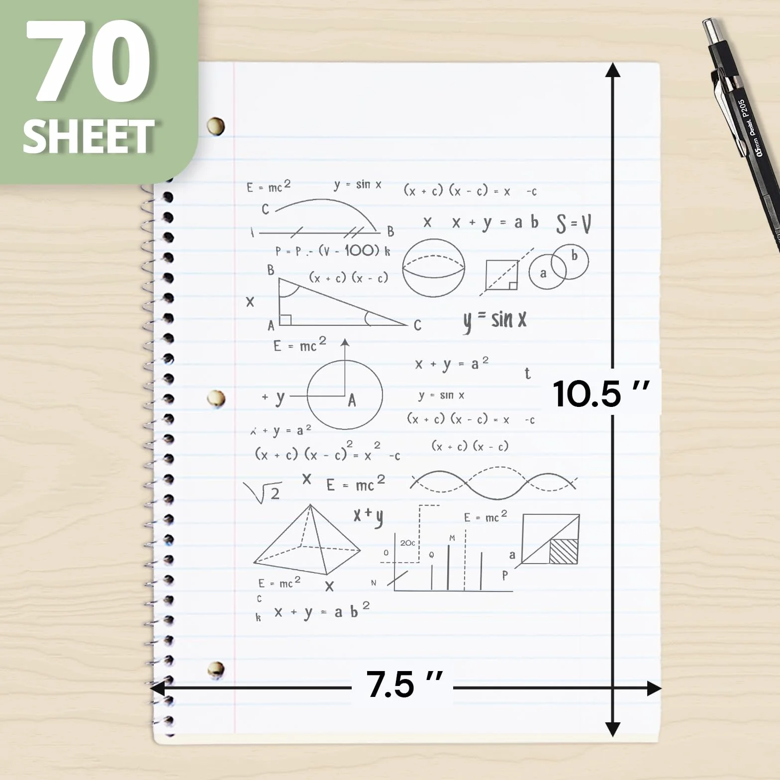 ONAVIA Quaderno a spirale per soggetto, confezione da 20 pezzi, a righe larghe, 7,5 x 10,5, 70 fogli ciascuno, 1 soggetto, esigenze di fornitura di quaderni scolastici, rosa