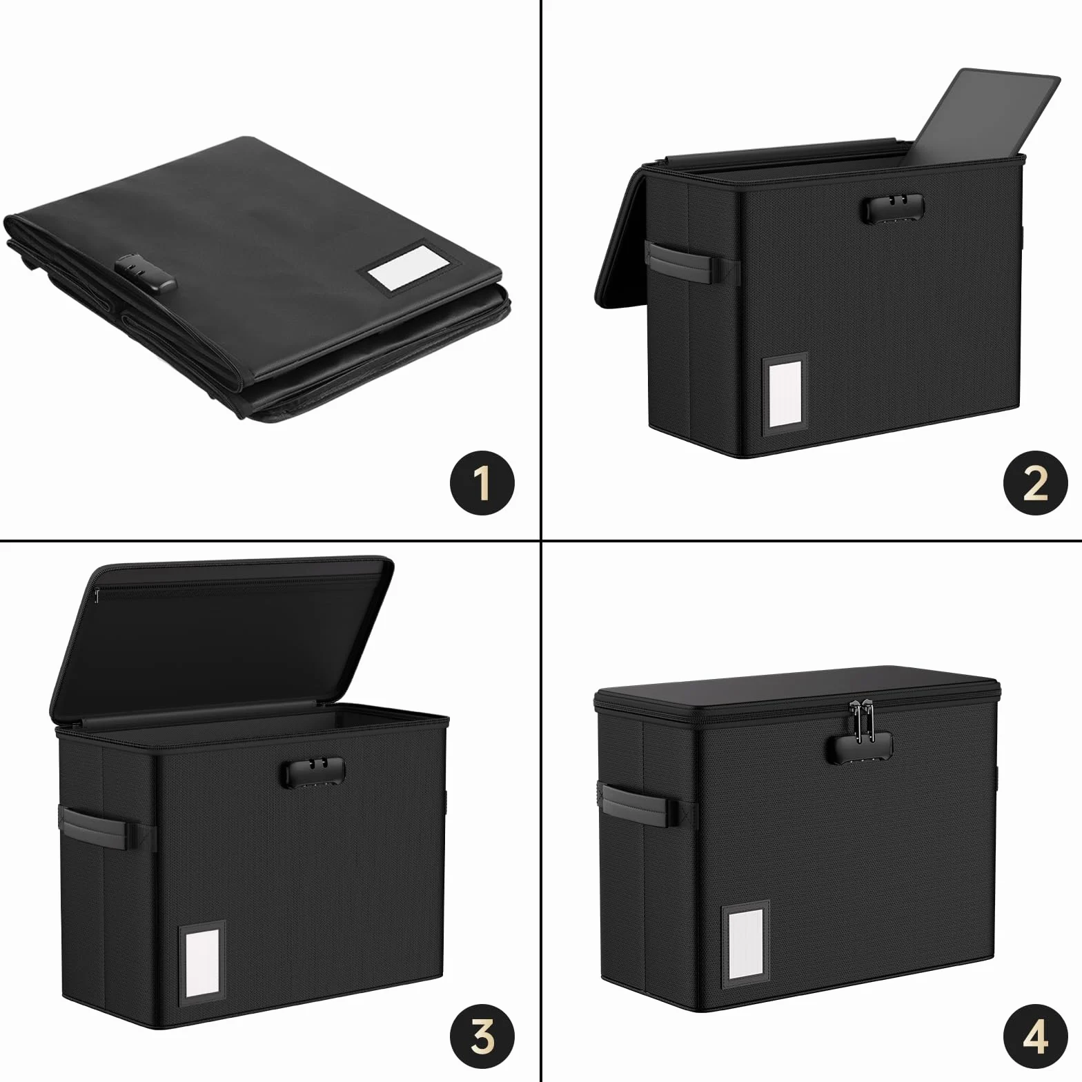 ENGPOW Scatola portadocumenti ignifuga, 39,5 x 29 x 20 cm | Scatola per libri con coperchio e serratura, pieghevole, contenitore per riviste, fumetti, scuola, casa, ufficio