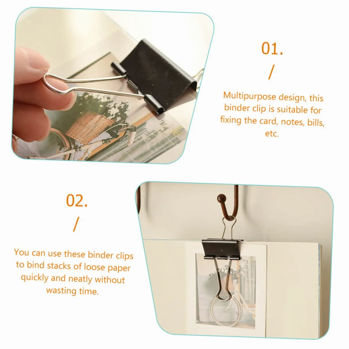 Clip Fermagli per Raccoglitori Aziendali Neri 36 Pezzi in Ferro | Cancelleria Scolastica, Back To School Party, Graffette per Documenti, Office Binder Clips