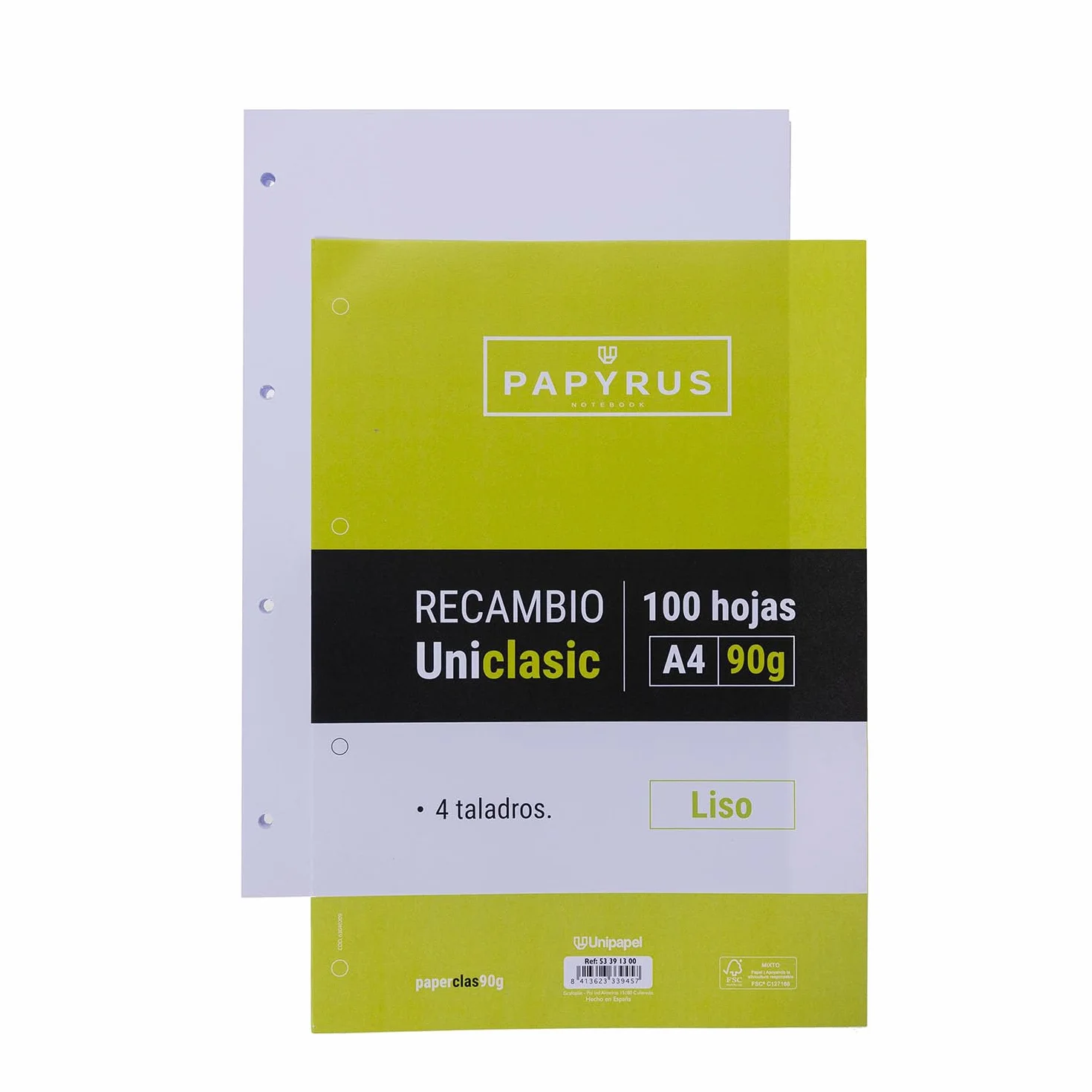 Unipapel A4 Lisci Ricambio 100 Fogli 90 g Carta Certificato FSC Bianco