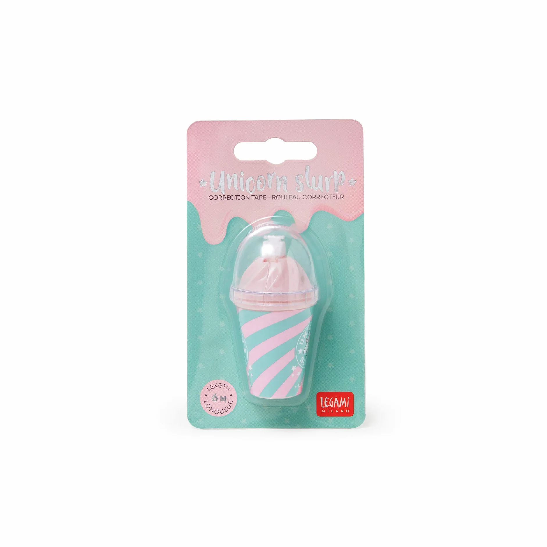 Legami Correttore a Nastro Altamente Coprente Subito Riscrivibile in Plastica diametro 3 cm altezza 6,5 cm Unicorn Slurp