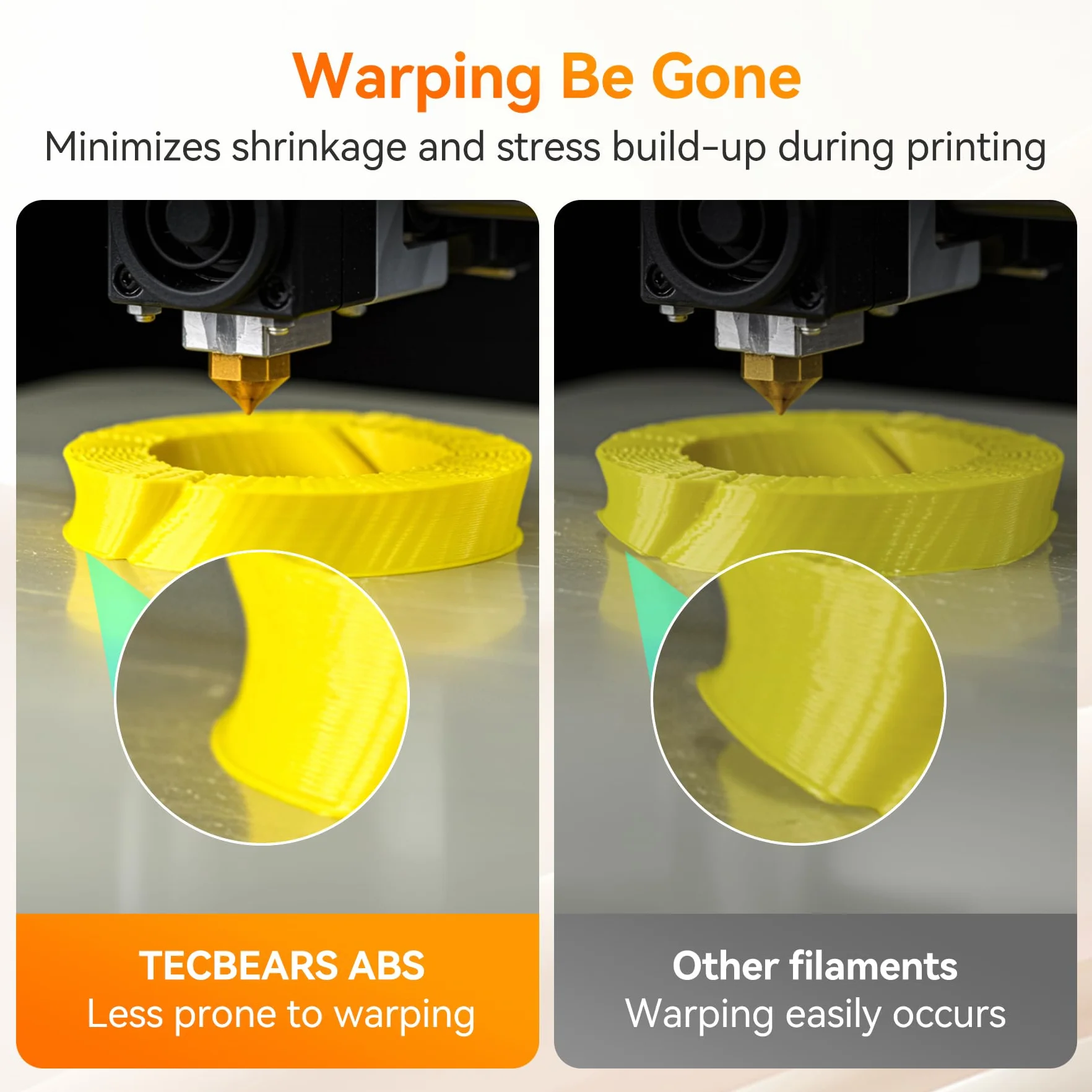 TECBEARS Filamento ABS 1,75mm 1KG Nero, Alta Resistenza e Tenacità, Resistenza Alle Alte Temperature, Anti-curvatura, Precisione Dimensionale +/-0,03mm, Filamento Stampante 3D
