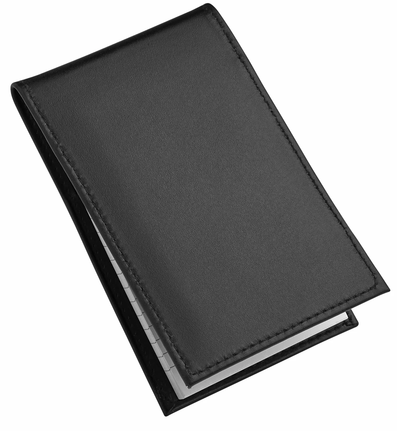 D&K - Porta blocco note in pelle nera per blocchi appunti da 7,6 x 12,7 cm, ricaricabile, con portafoglio, per forze dell'ordine, investigatori, agenti di sicurezza, custodia EDC, include piccolo