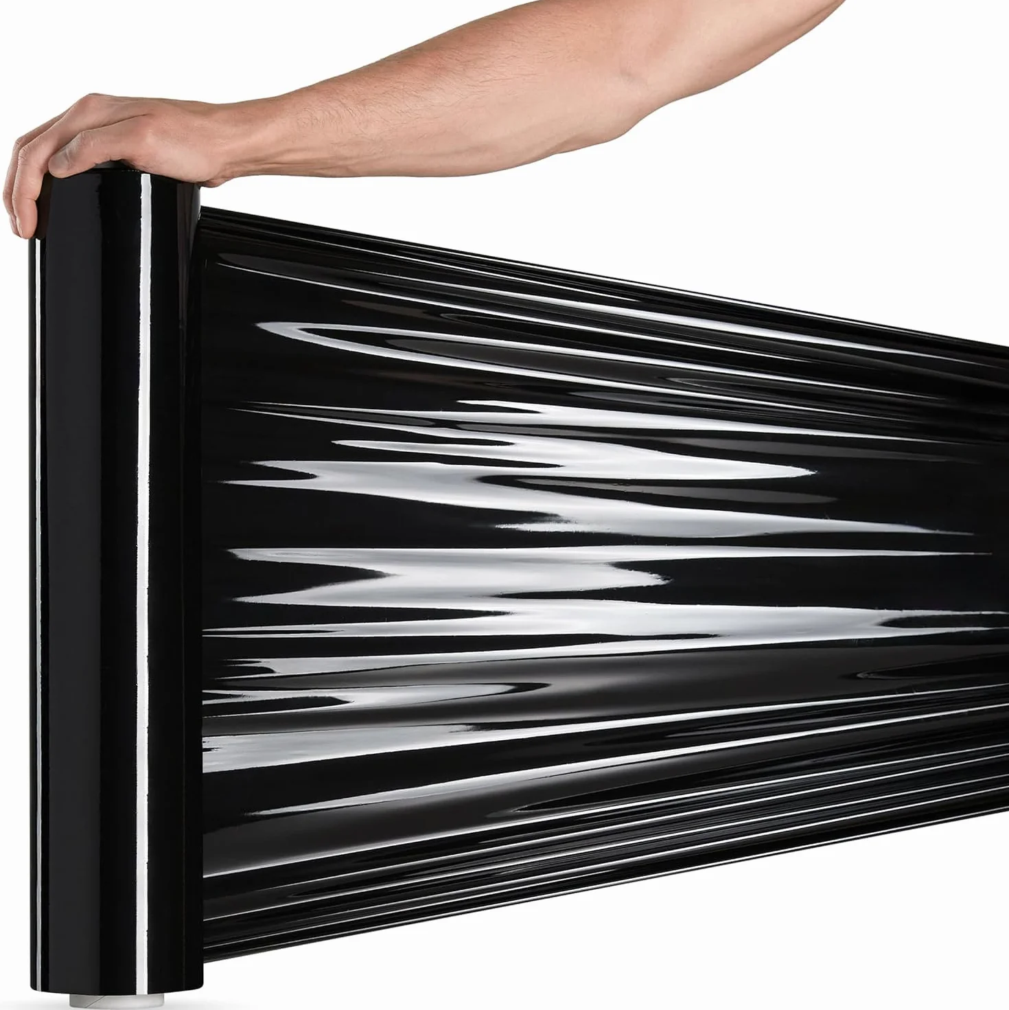 RAGO® Film estensibile imballaggio 2 pezzi 9,5 × 9,5 × 40 cm 300m Pellicola imballaggio trasloco nero Plastica per imballaggio Industriale e per Pallettizzazione 300 m