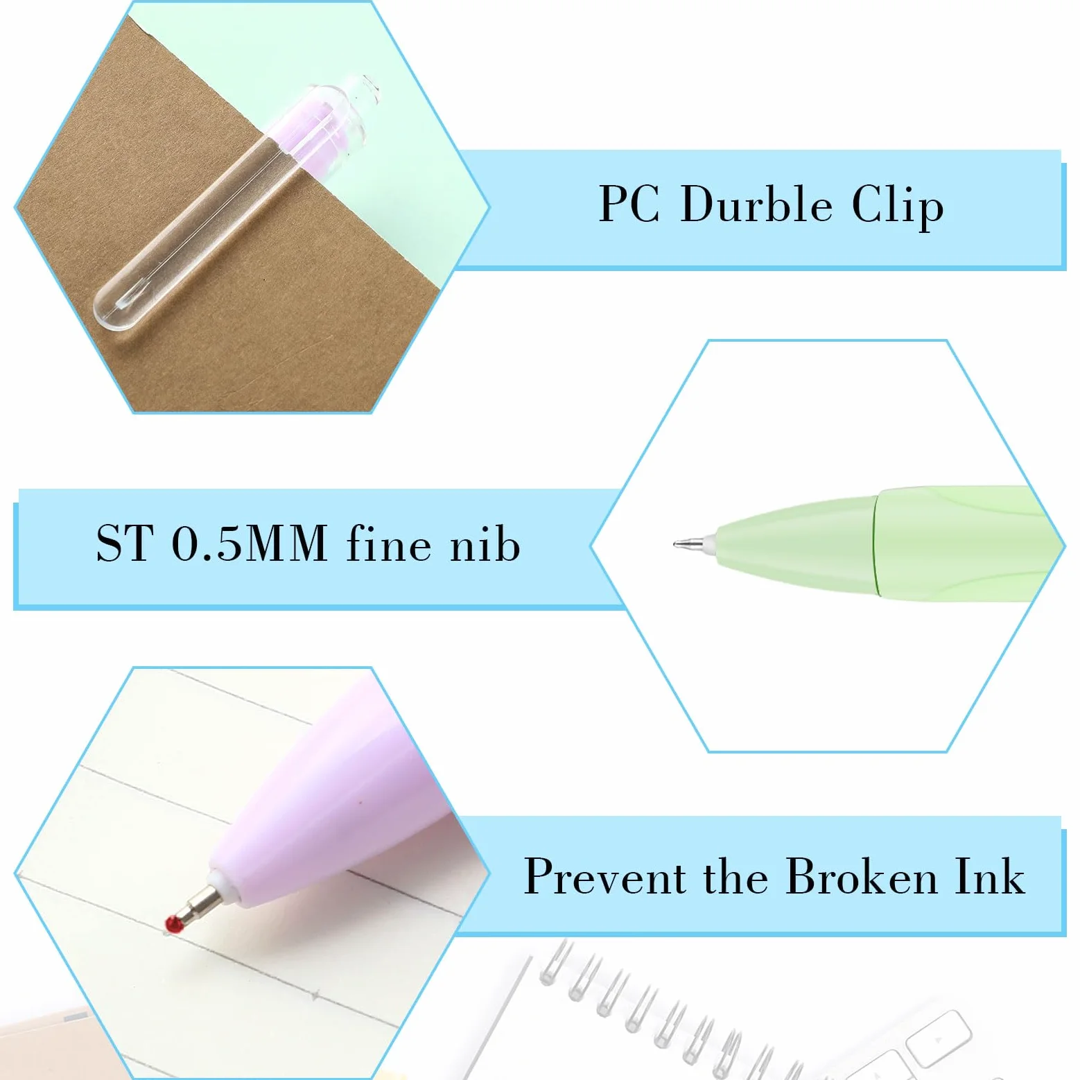 Motiskyy 100 penne a sfera con inchiostro gel nero da 0,5 mm, retrattili, a scatto, con punta media, scrittura liscia, impugnatura comoda, per tornare a scuola, ufficio, aula, lavoro, casa, lavoro