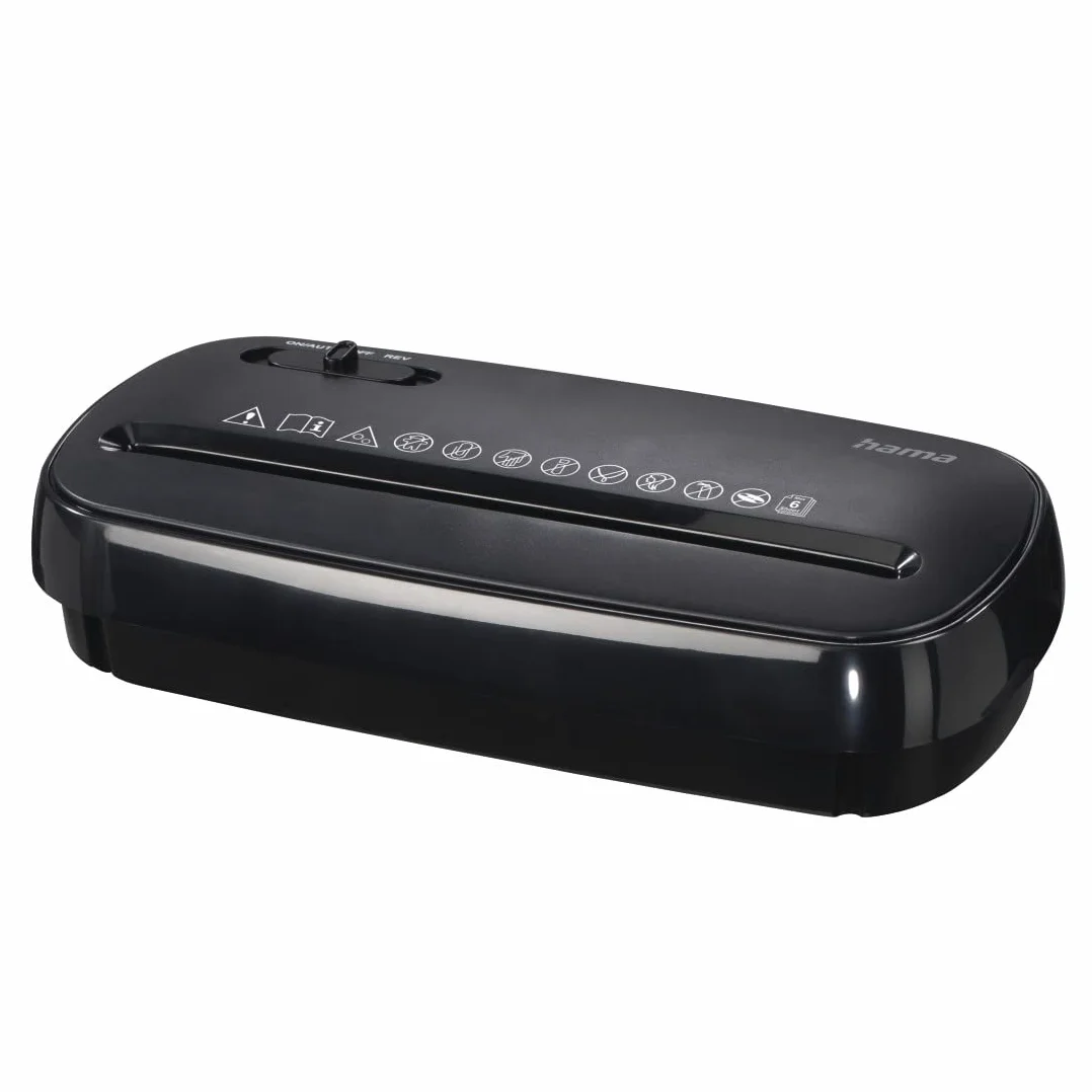 Hama - Distruggi documenti elettrico Basic S6, taglio a striscia, 8 lt, nero