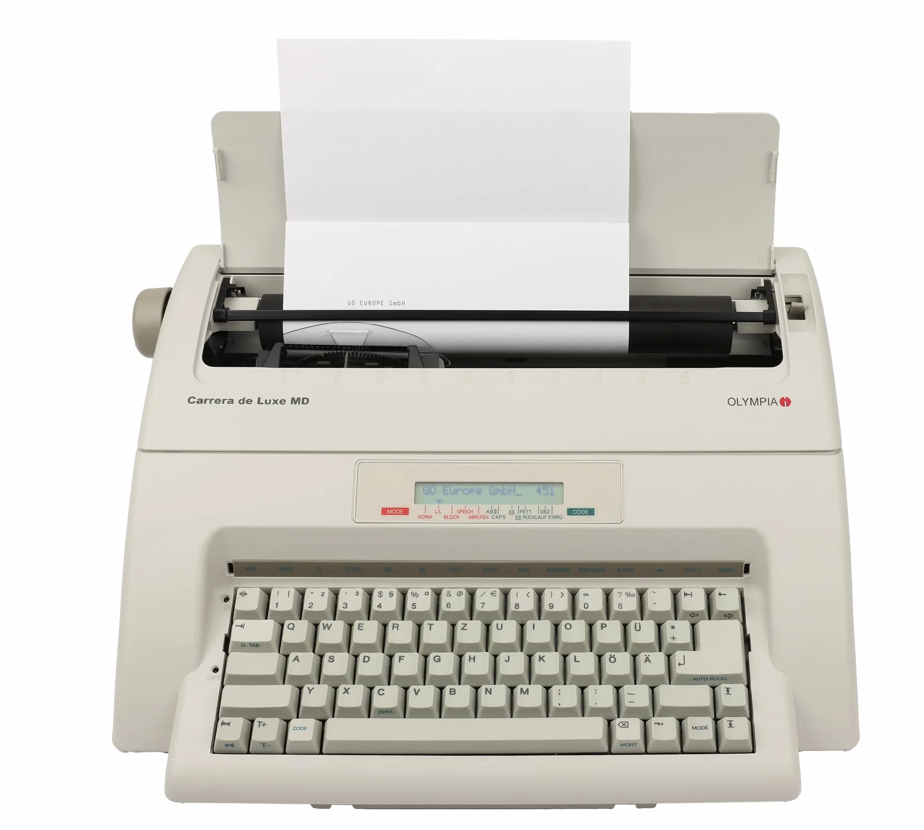 Olympia 252661001 Carrera da luxe MD, Macchina da scrivere elettronica, Bianco