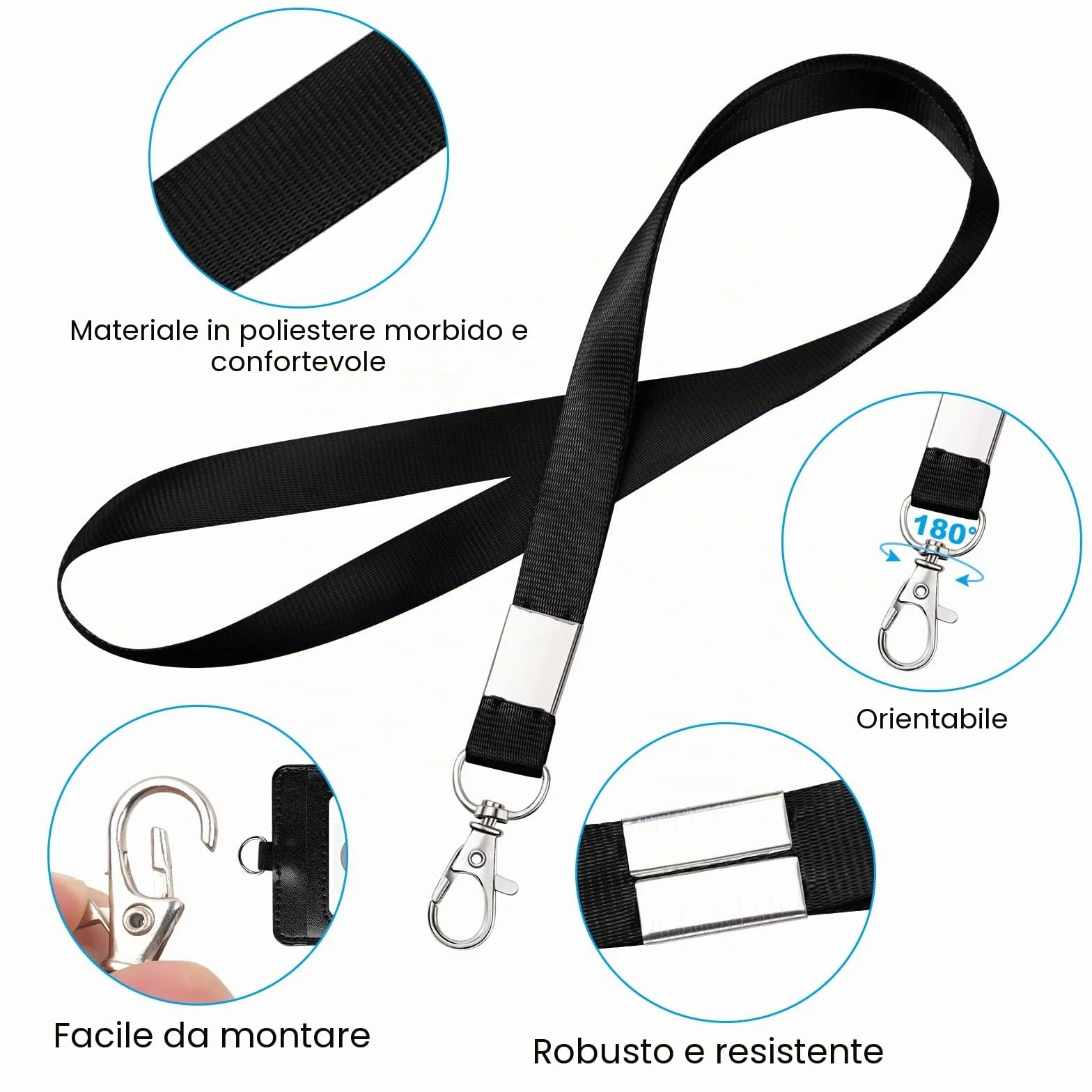 Vicloon Porta Badge da Collo Tesserino Verticale con Cordino Nylon 45,7 cm Pass Identificazione Ufficio Scuola