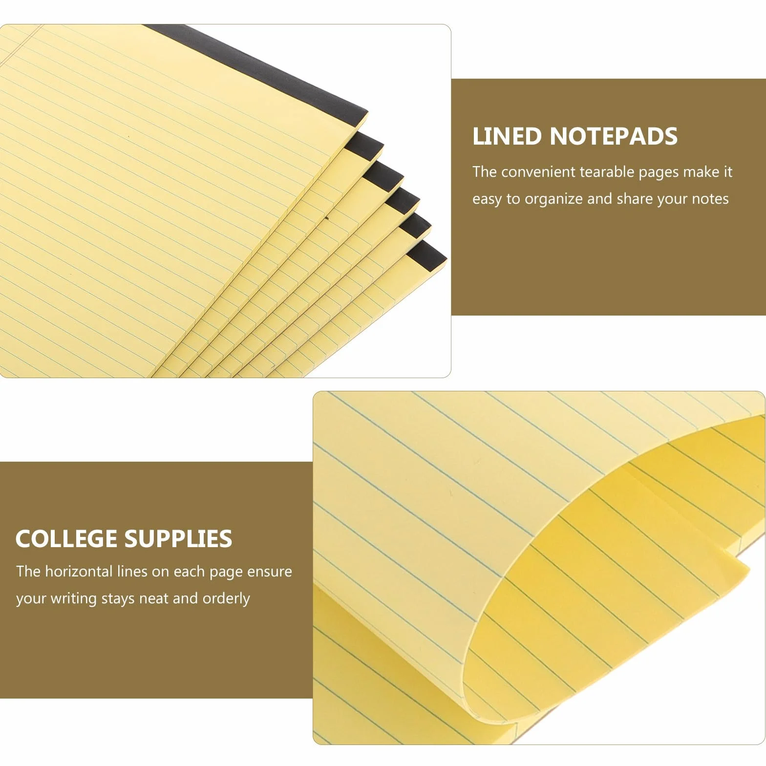 Outanaya Quaderno con Pagine Rigate e Layout a Sezioni Giallo 6 Pezzi A4 Blocco Note Portatile per Scuola, Ufficio e Appunti Professionali