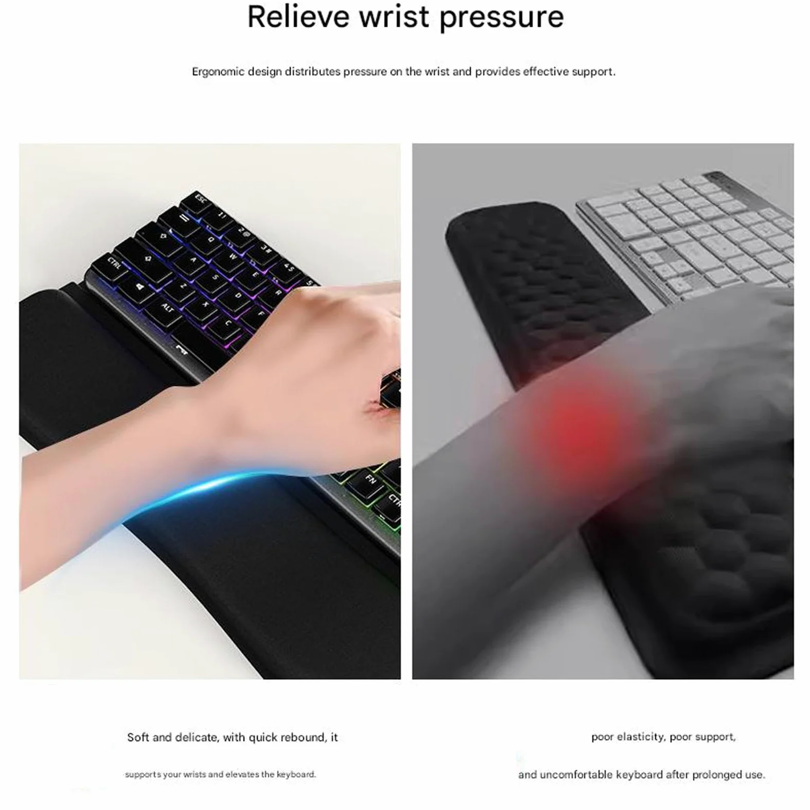 Poggiapolsi in silicone sottile trasportabile, ideale per pendolari e turisti che necessitano di un comfort ergonomico e antiscivolo per la digitazione