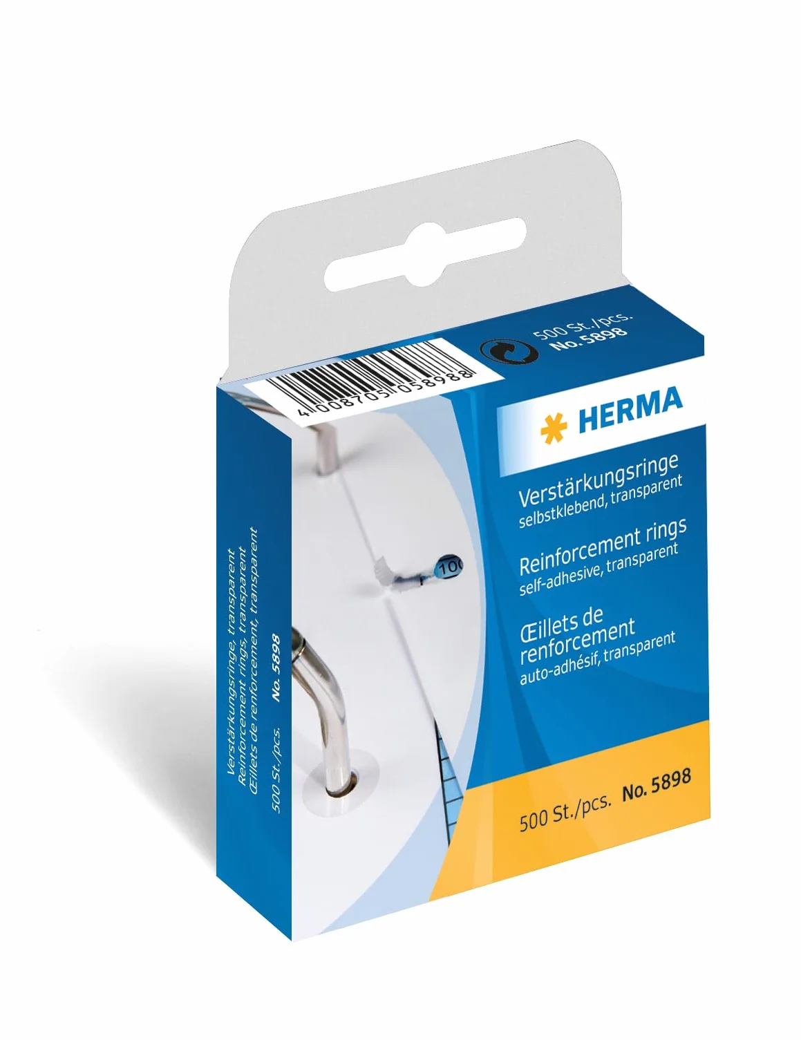 HERMA Anelli di Rinforzo su Rotolo 500 pezzi Ø 12 mm autoadesivi perforati resistenti agli strappi bianchi