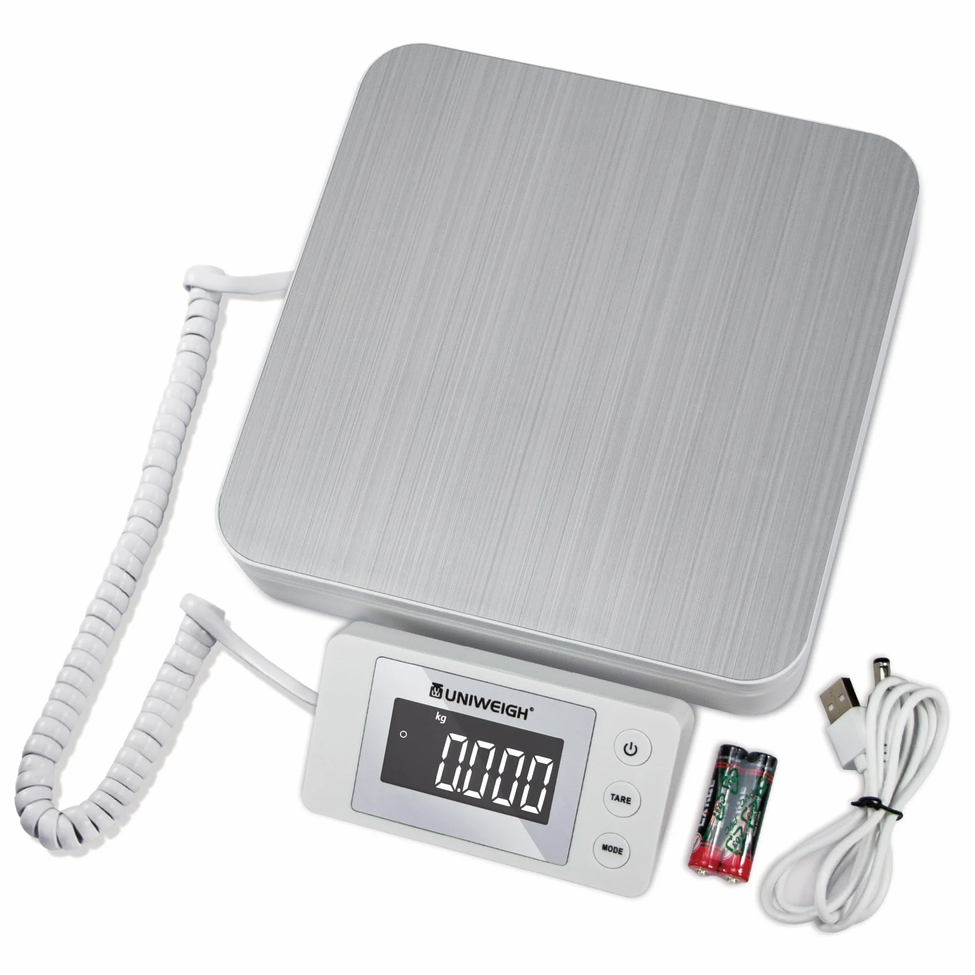 UNIWEIGH Bilancia postale digitale 39,9 kg/2,8 g con tara e display LCD per pacchi
