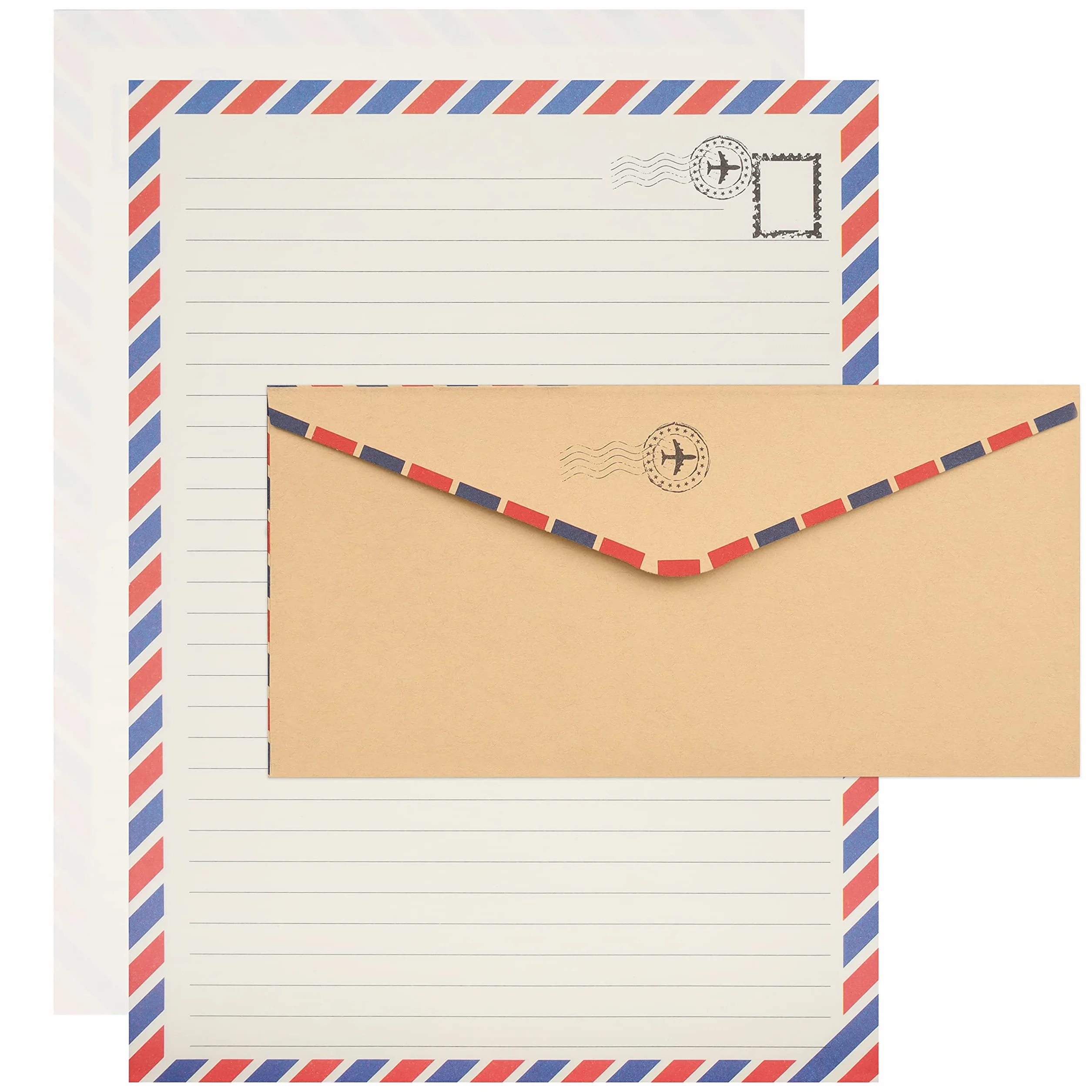 Belle Vous Carta Da Lettere Vintage 96 Pezzi - 48 Fogli Premium Formato Lettera 48 Buste Set Carta Viaggio