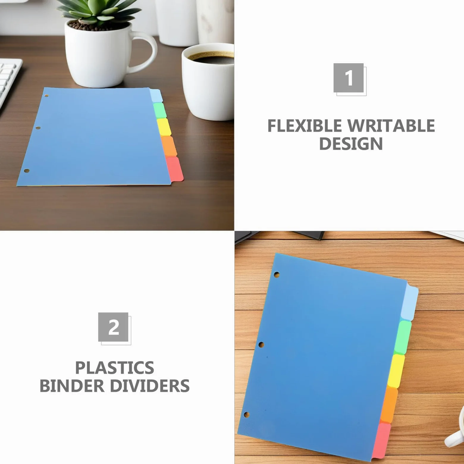 COHEALI 20pezzi Divisori in Plastica per Raccoglitori Linguetta Colorata Scrivibile Antistrappo per Organizzazione di Documenti Ufficio Casa e Scuola
