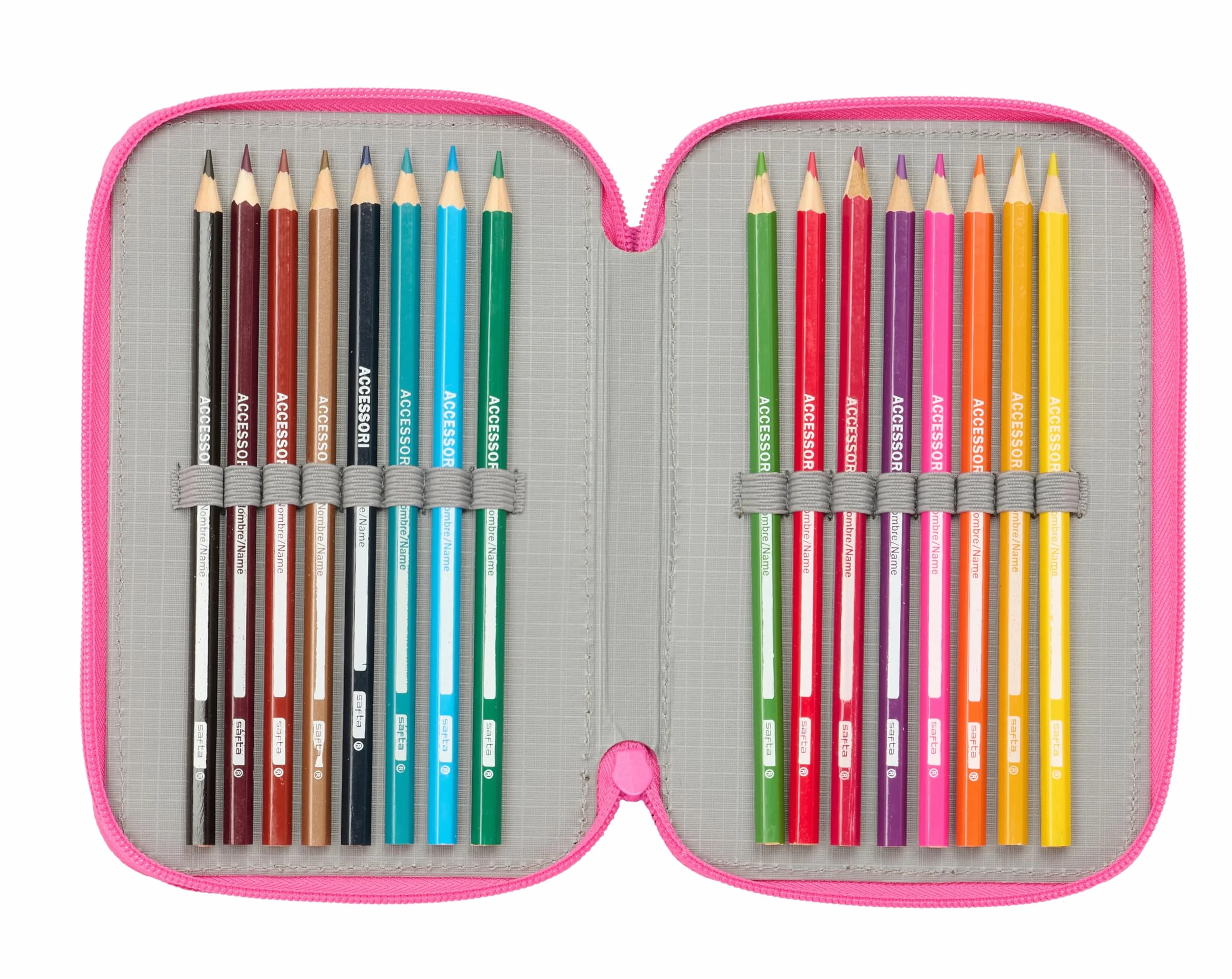 safta KUROMI - Astuccio scolastico con 37 utili inclusi, astuccio per bambini, ideale per bambini dai 5 ai 14 anni, comodo e versatile, qualità e resistenza, 12,5 x 5,5 x 19,5 cm, nero/fucsia, M