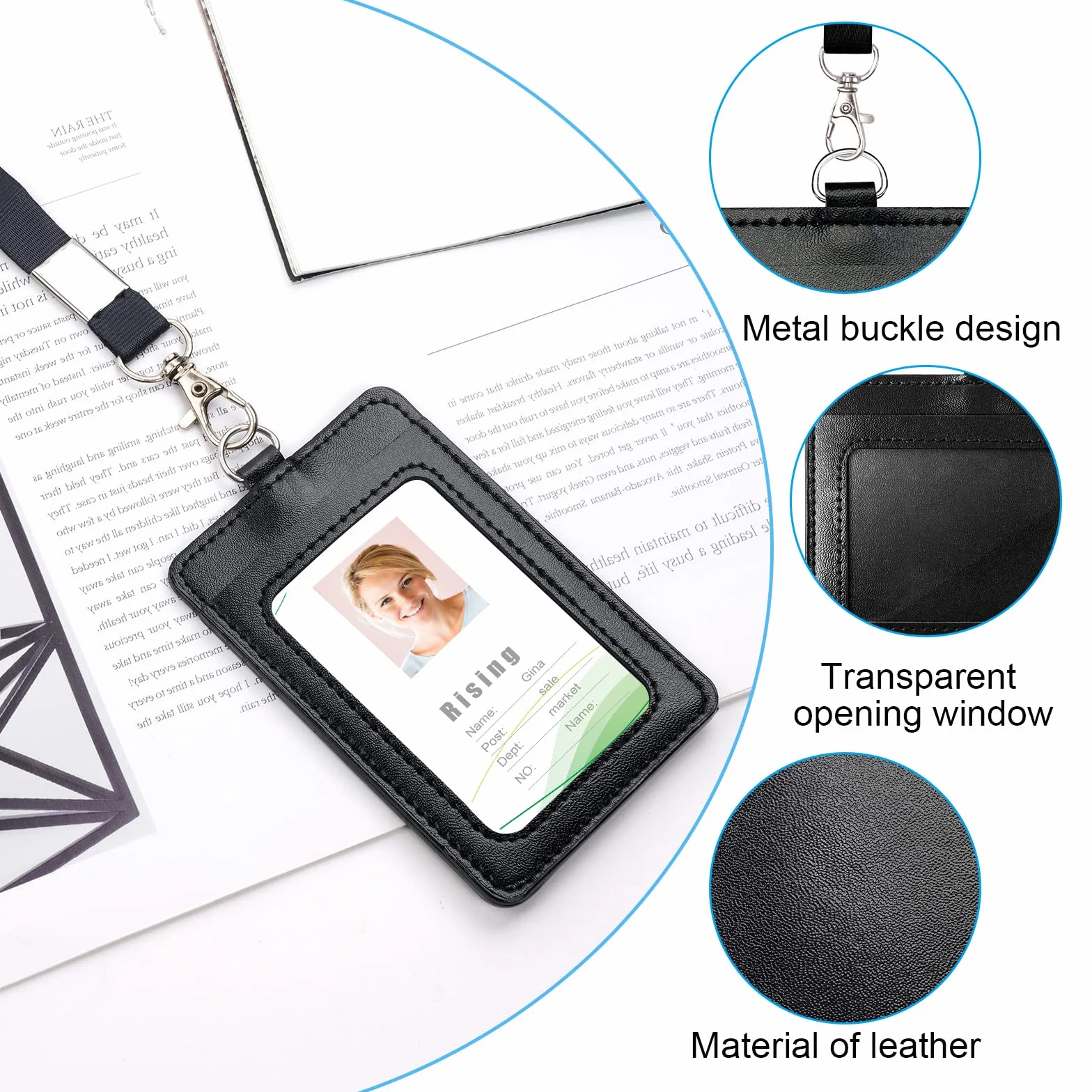 Vicloon Porta Badge da Collo Tesserino Verticale con Cordino Nylon 45,7 cm Pass Identificazione Ufficio Scuola