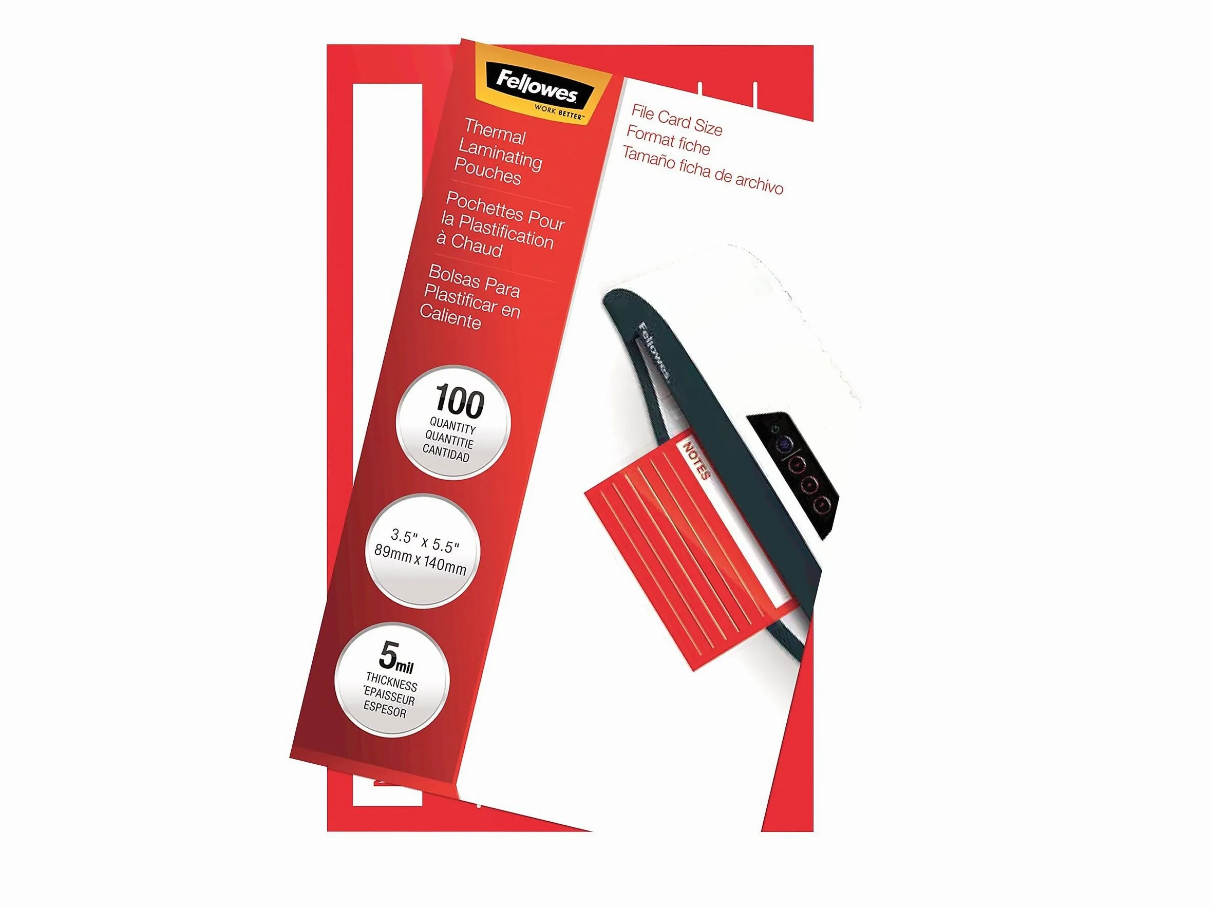Fellowes Pouches, Thermal, File Card, 5 Mil, confezione da 100 (52017)