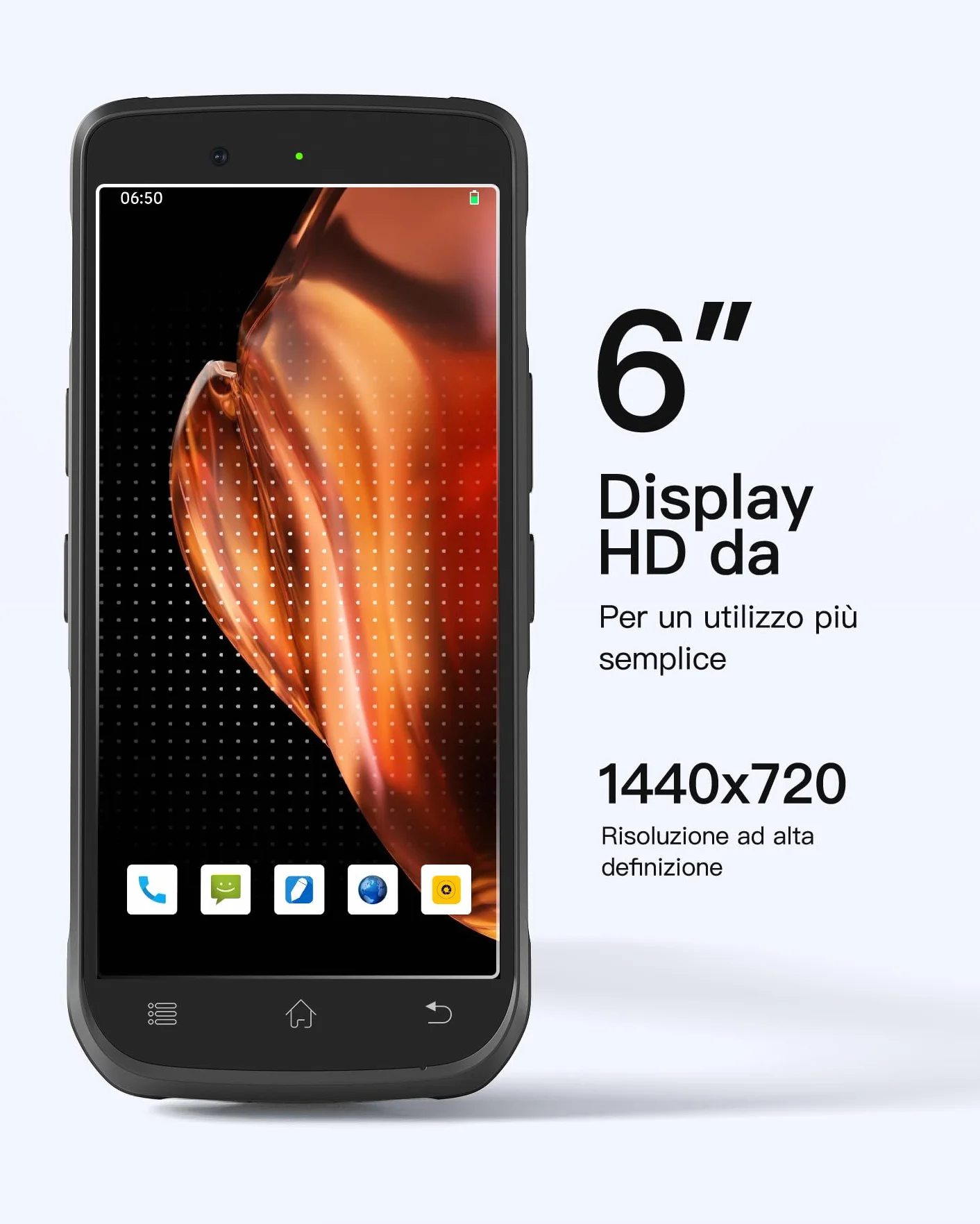 Inateck Android 12 Scanner di Codici a Barre PDA, Schermo Touch 6", Lettore 1D/2D con Impugnatura, Bluetooth, IP66 6500mAh, Wi-Fi 6 e 4G, per Commercio, Magazzino, Logistica, Sanità