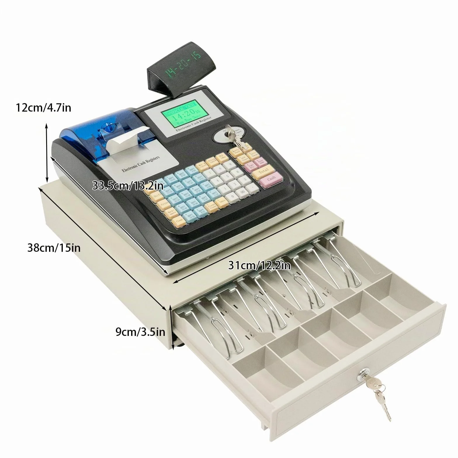 Registratore di Cassa Elettronica per Gastronomia al Dettaglio - Sistema Solido Con 48 Tasti, Display Digitale, 40W - Attrezzato per il Commercio