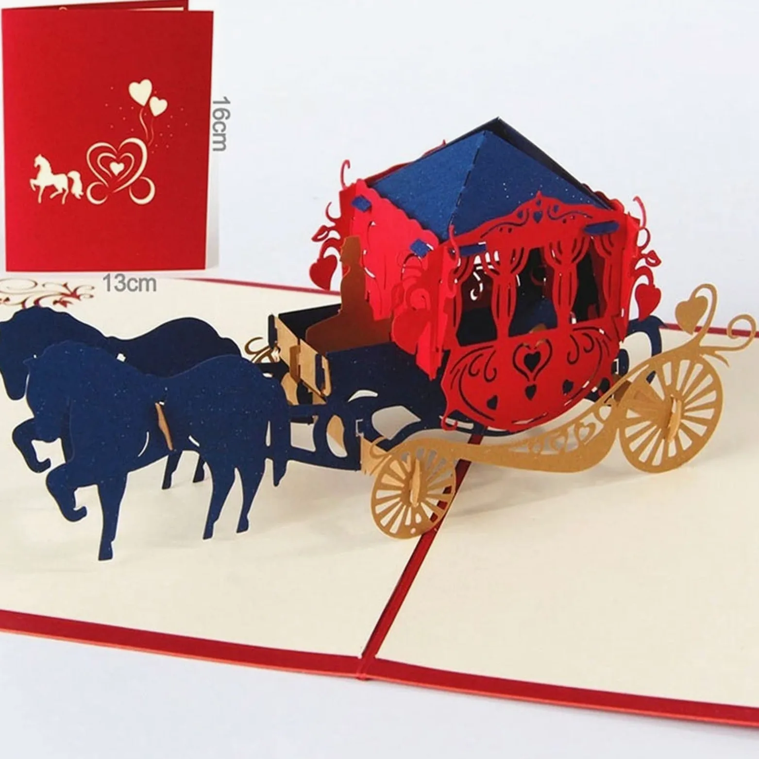 Biglietti d' auguri Biglietti augurali 3D taglio laser taglio fatto a mano intaglio cavallo carrello carta invito biglietti d' auguri cartolina cartolina cartolina San Valentino regalo anniversario d