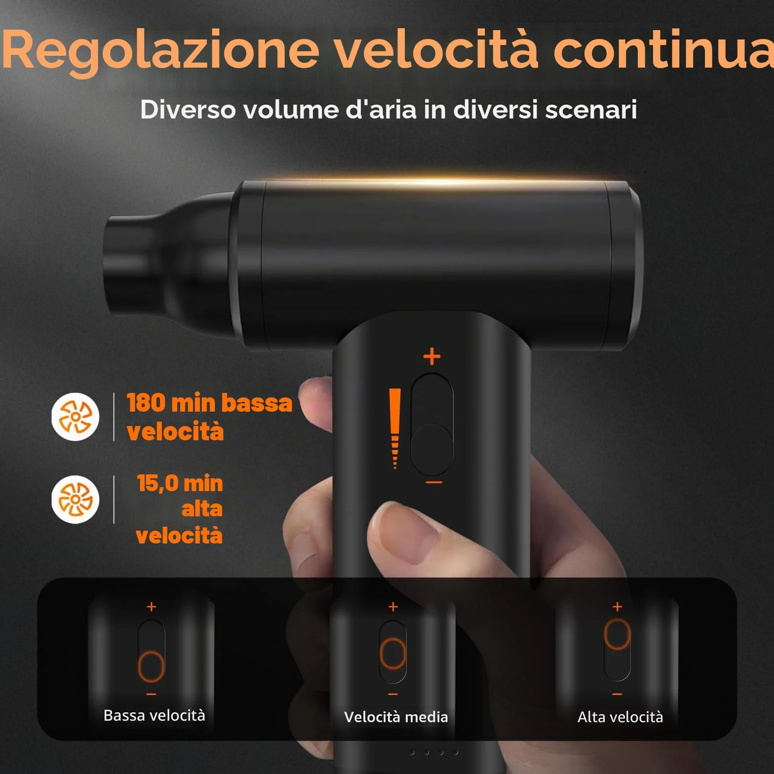 MERTTURM Soffiatore ad Aria Compresso Elettrico Portatile, Aspiraportatile-Velocità Regolabile, Motore Brushless Ricaricabile 120000RPM-Ventola Potente e Resistente per PC/Tastiere/Auto/Casa/Esterno