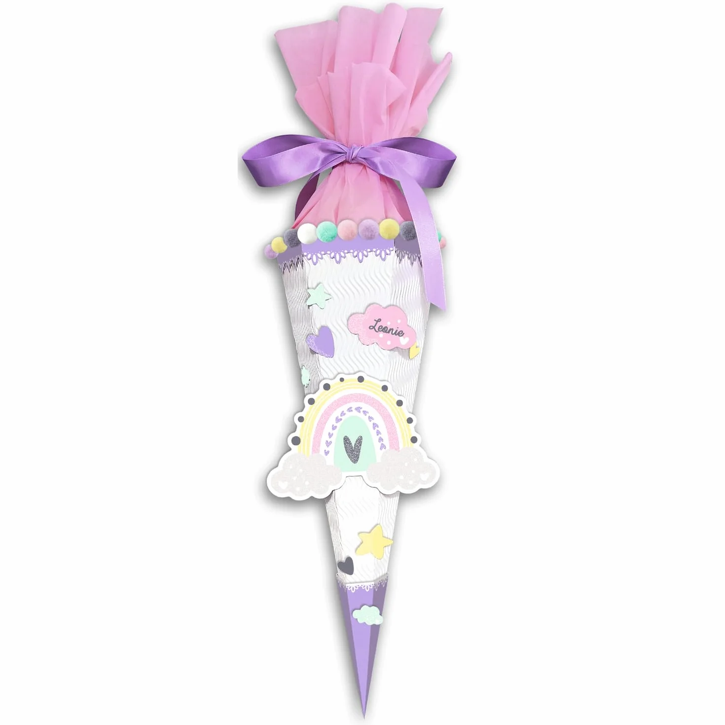Ursus Easy Line Mini Cono Scuola Arcobaleno Viola 6 Lati Cartone Ondulato 3D pretagliato 41 cm 15 cm