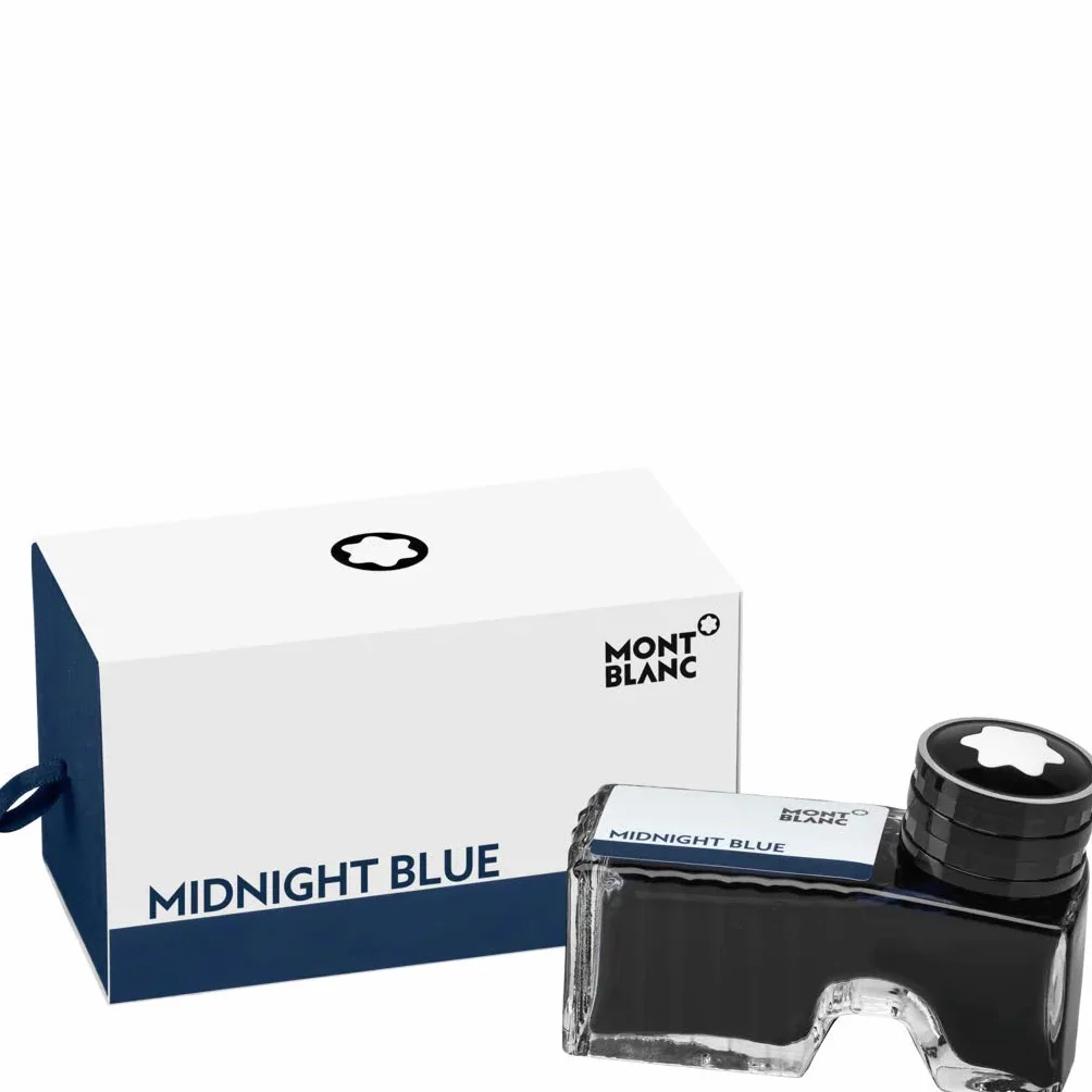 Montblanc 109204 - Flacone d'inchiostro Midnight blue (blu notte/nero blu) – Ink di alta qualità in boccetta per penna stilografica, 60 ml