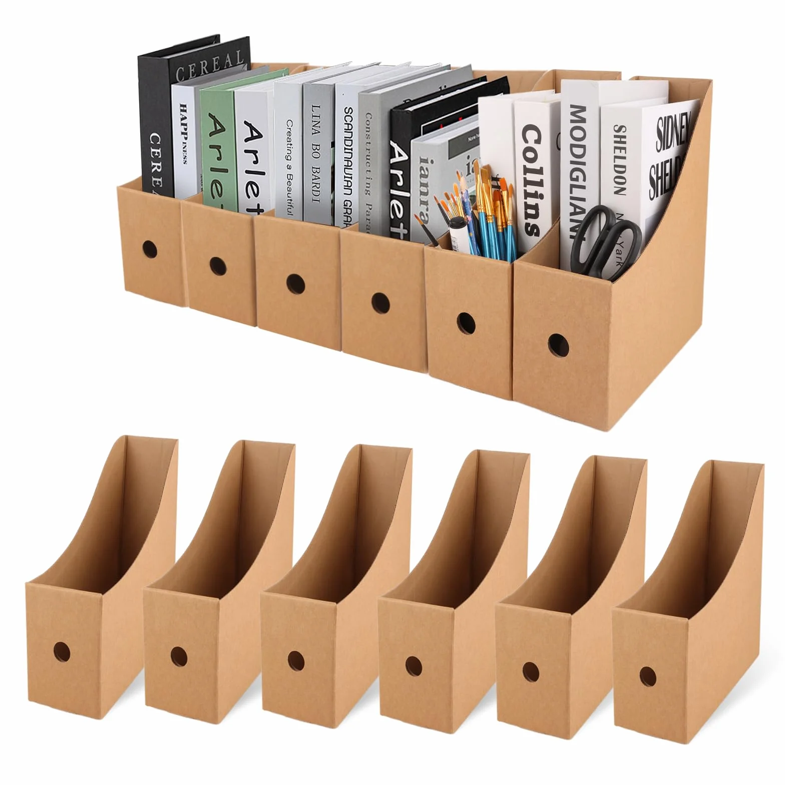 APACALI 12 porta riviste in cartone A4 per ufficio, dormitorio scolastico, classificazione di file di casa, carta kraft