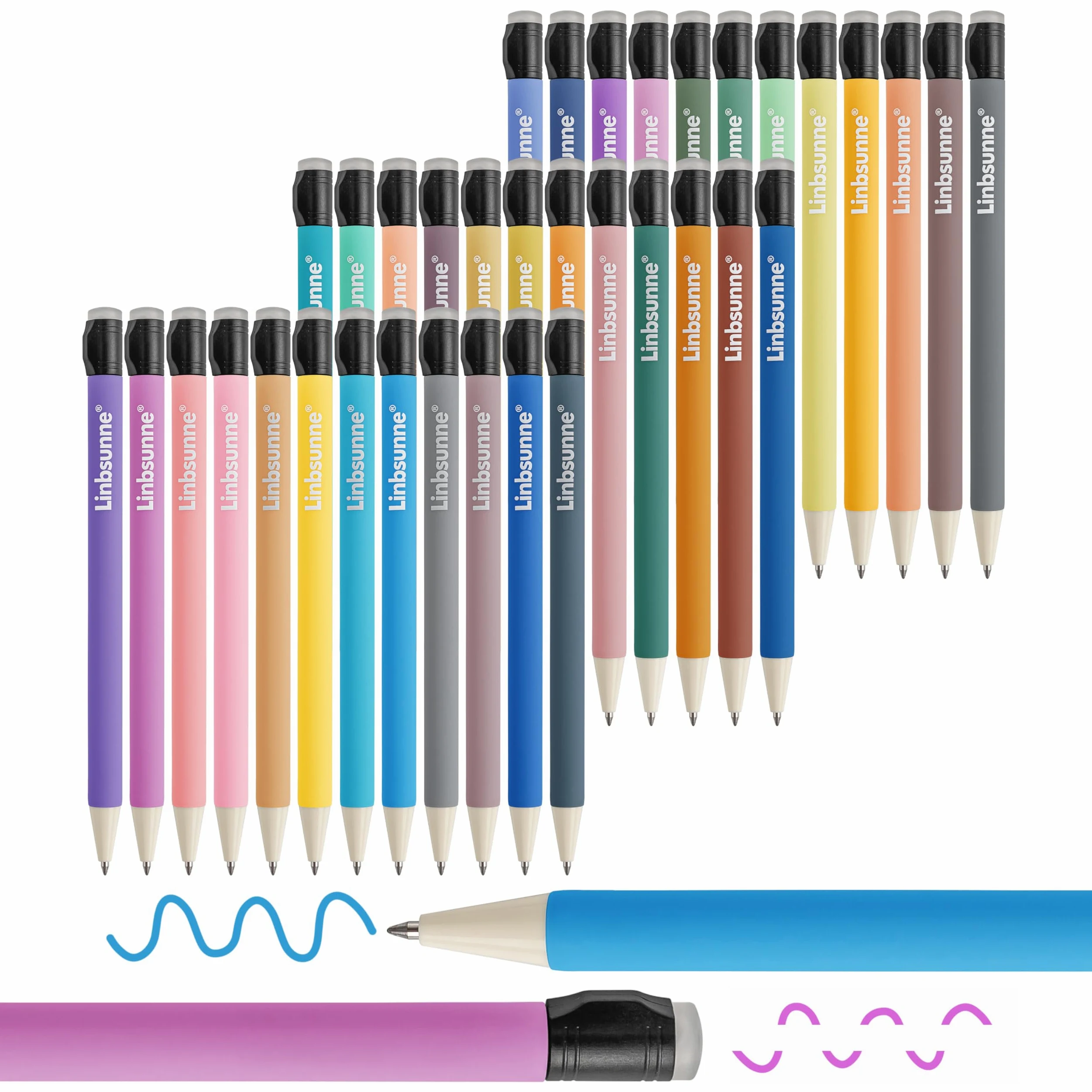 Linbsunne Penne gel cancellabili da 0,7 mm, punta media, scrittura liscia, 36 colori assortiti, penne a inchiostro per scrivere, disegnare, diari, planner (36 pezzi)