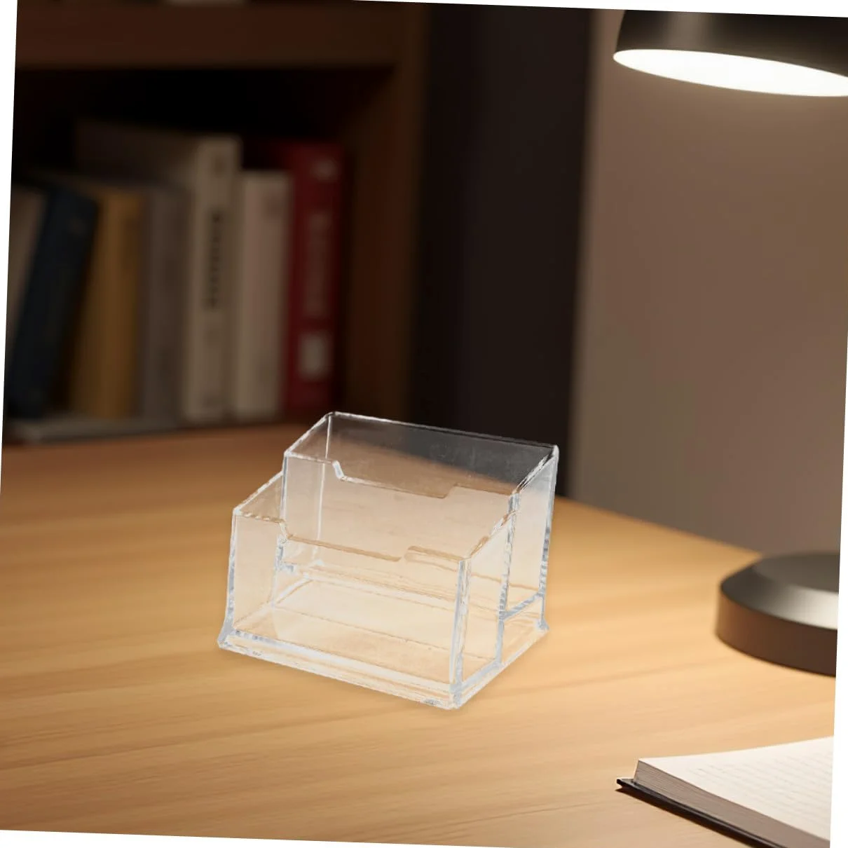 Porta Biglietti da Visita da Scrivania Plastica Trasparente 5 Pezzi | Organizer Ufficio, Struttura Stabile e Leggera, per Uffici e Contesti Professionali