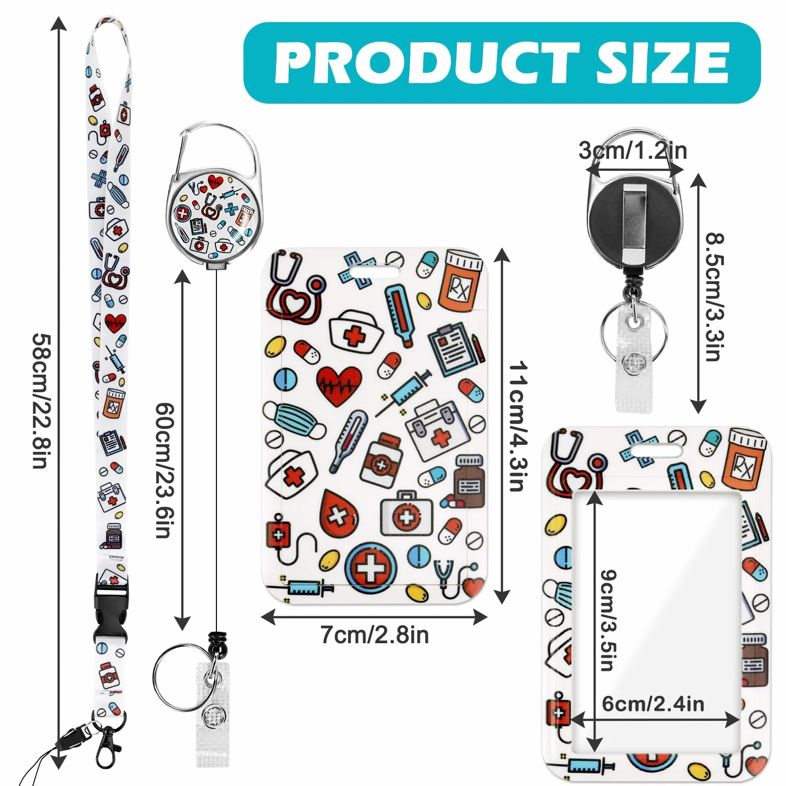 Porta badge identificativo con cordino staccabile per collo (Infermiera)