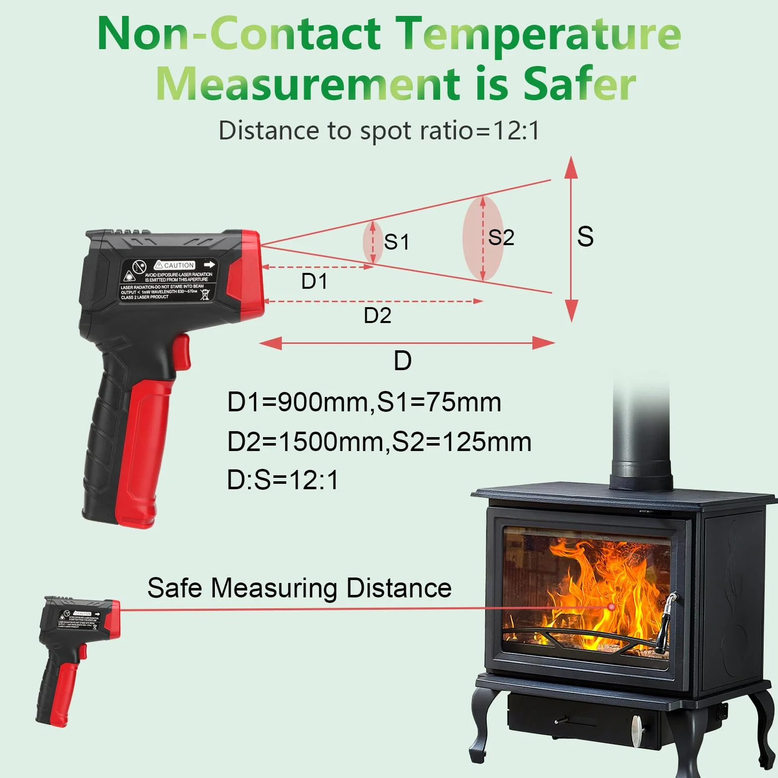 Wengart Termometro a infrarossi WG380 -30°C a 380°C laser portatile senza contatto