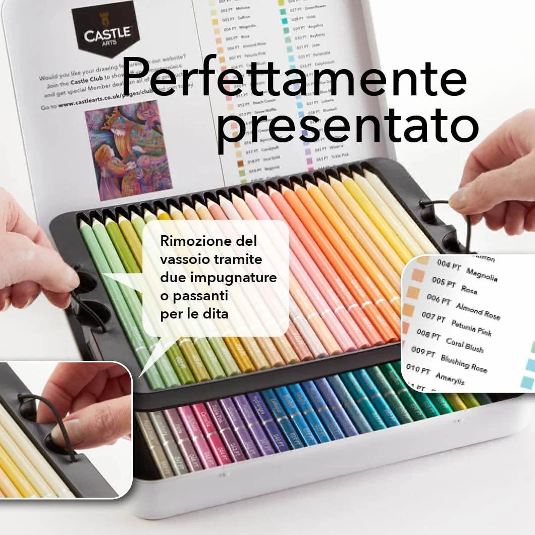 Castle Art Supplies Set di Matite Colorate in Tinta Pastello 48 Colori Cofanetto di Metallo