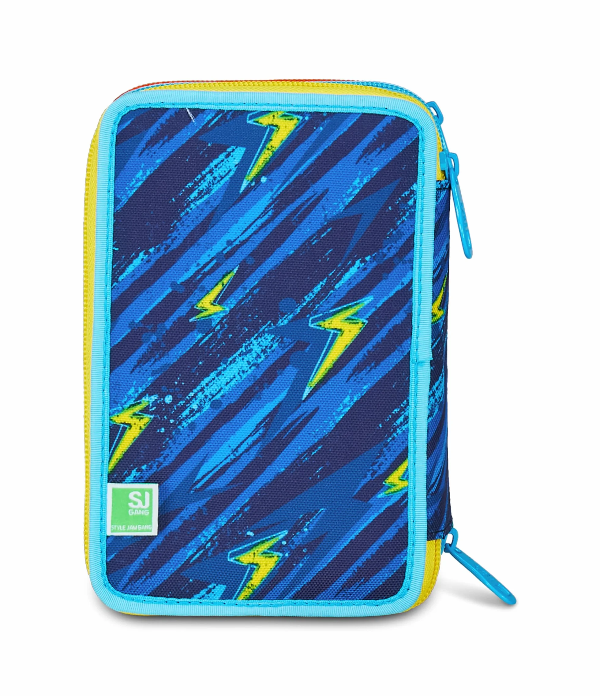 SJ GANG STYLE JAM GANG Astuccio Scuola 3 Zip Dragon Glide, Blu, Portapenne Triplo Scomparto Completo Di Penne, Matite, Colori, Accessori Zaino, Scuola Elementare, Bambino