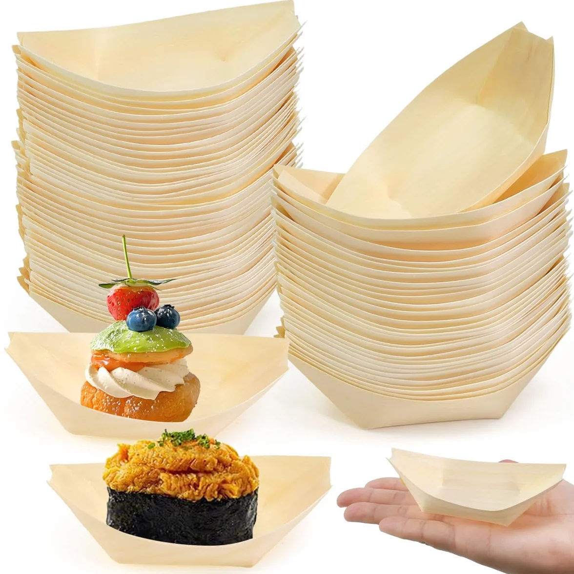 Vassoi in Legno Finger Food 11x7cm Barchette per Aperitivo Sushi Frutta Dessert