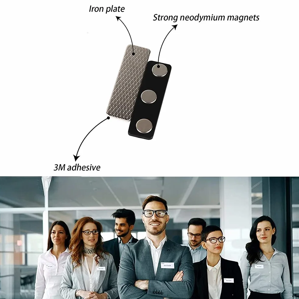 Targhette Magnetico Portanome in Metallo z 3 Magneti