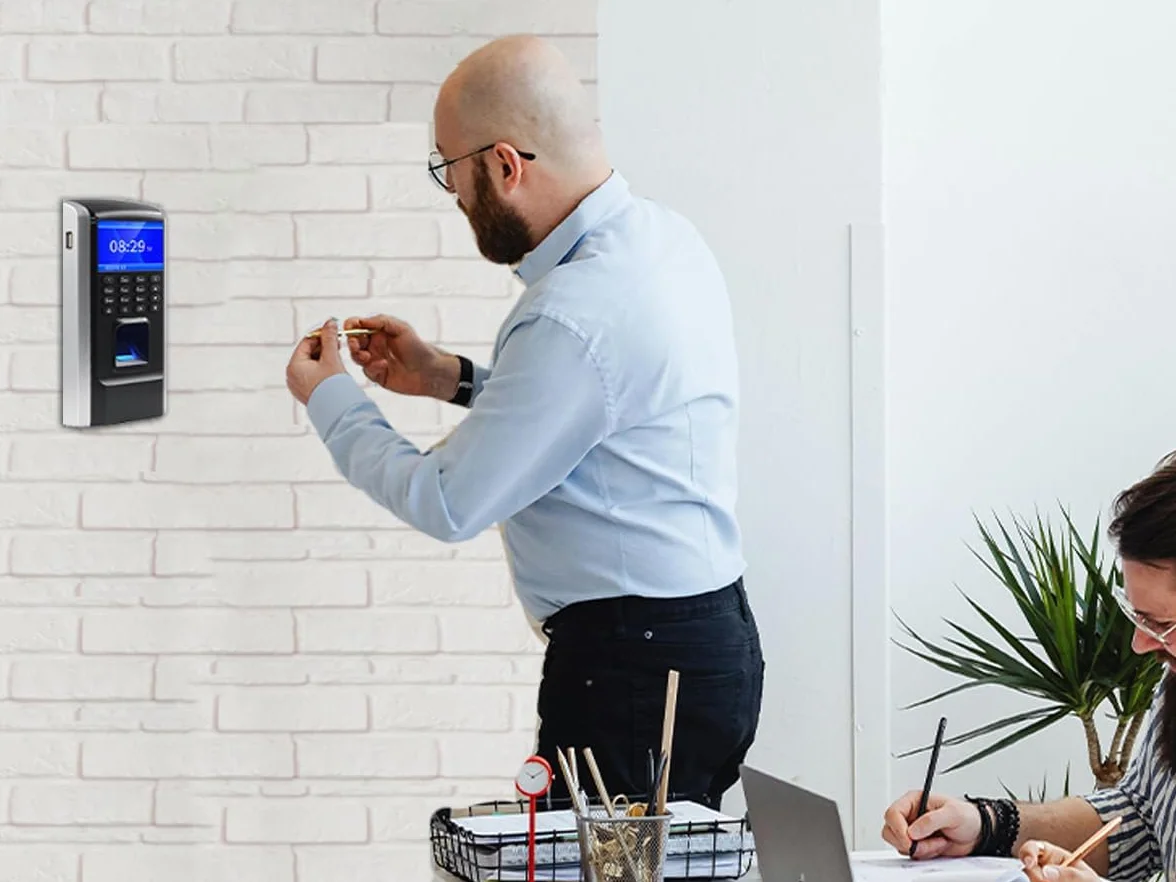 HDWR CTR12 Macchina per La Rilevazione Delle Presenze, Sistema Biometrico Avanzato di Impronte Digitali, Rilevatore Presenze Dipendenti, Password e Scheda RFID da 125 kHz