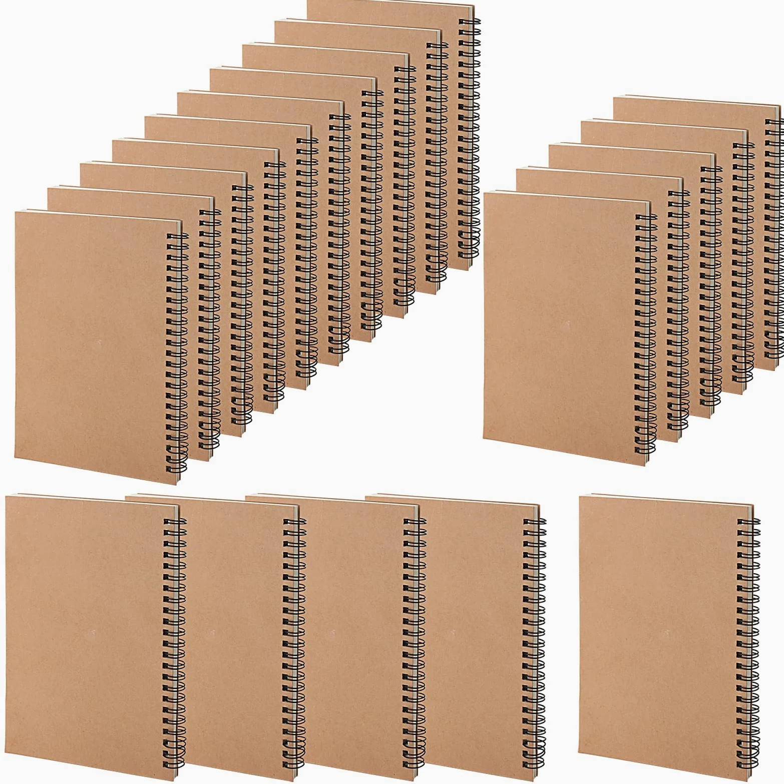 Confezione da 20 quaderni a righe A5, 120 pagine, 60 fogli a spirale, formato A5, copertina in carta kraft, quaderni con rilegatura a spirale, per viaggi, 14 x 20 cm