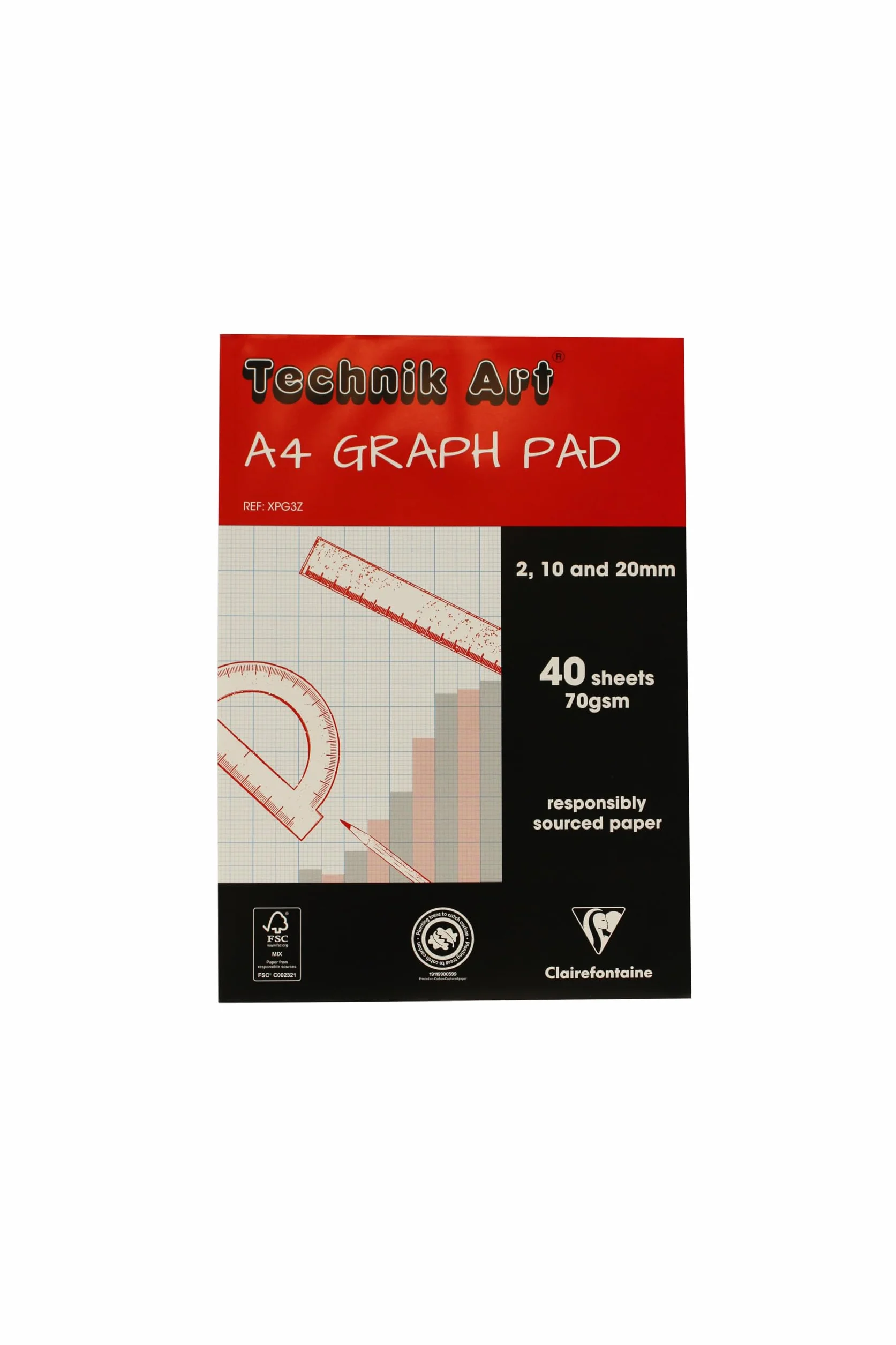 Technik Art, formato A4, 10 x 20 mm-Blocco carta millimetrata, confezione da 2 pezzi